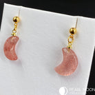 Strawberry Quartz Moon Earrings - Pearl Moon Creations
