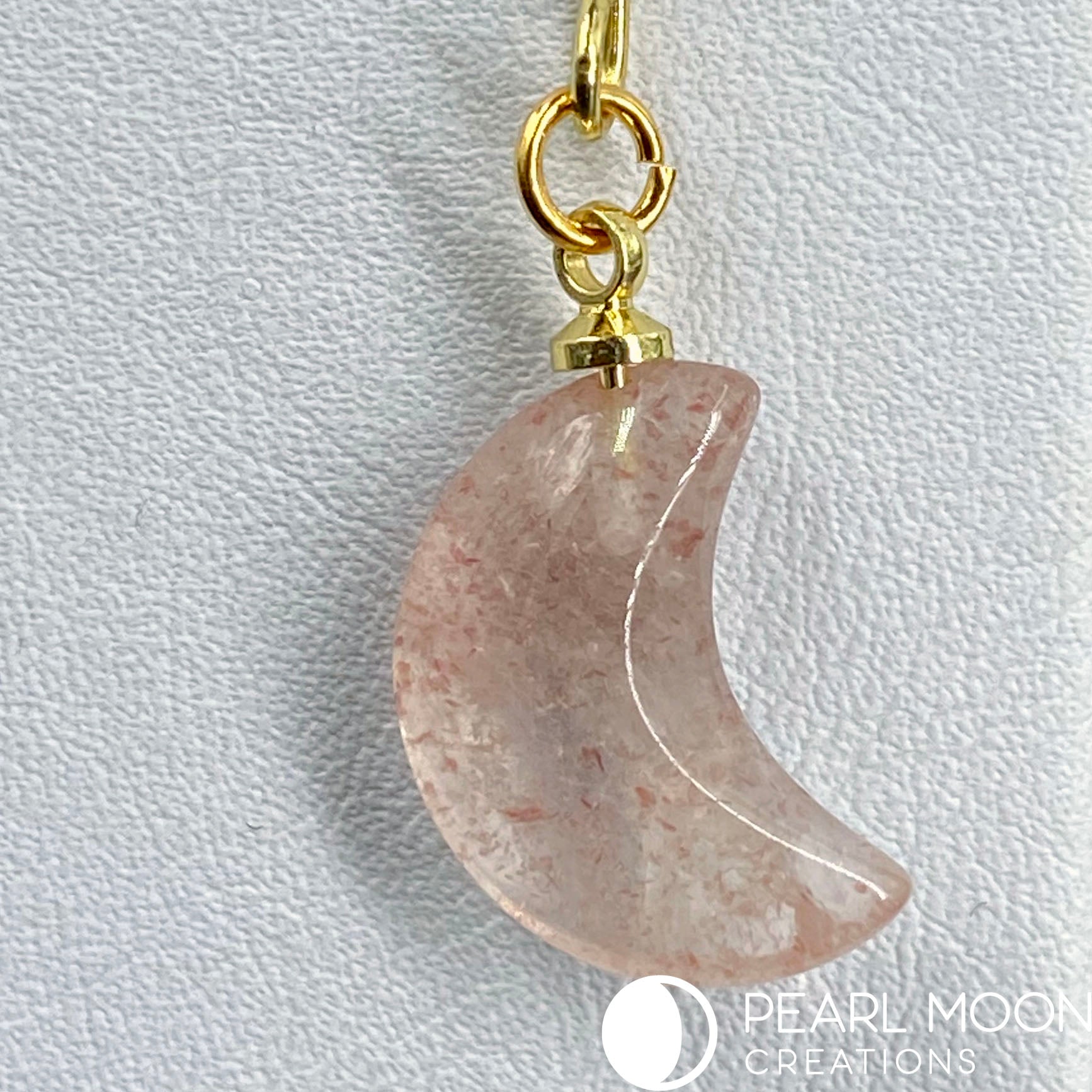 Strawberry Quartz Moon Earrings - Pearl Moon Creations