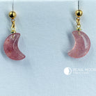 Strawberry Quartz Moon Earrings - Pearl Moon Creations