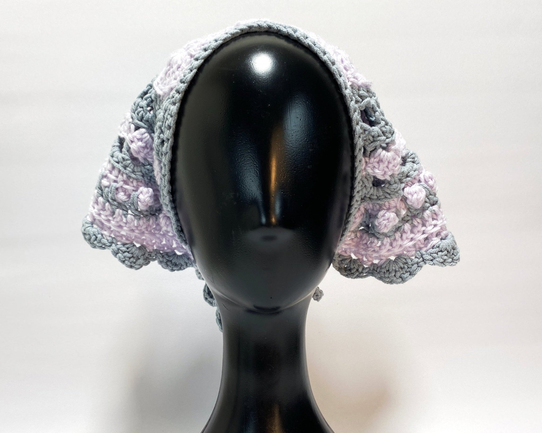 Wanderlust Crochet Bandana Purple and Gray - Pearl Moon Creations