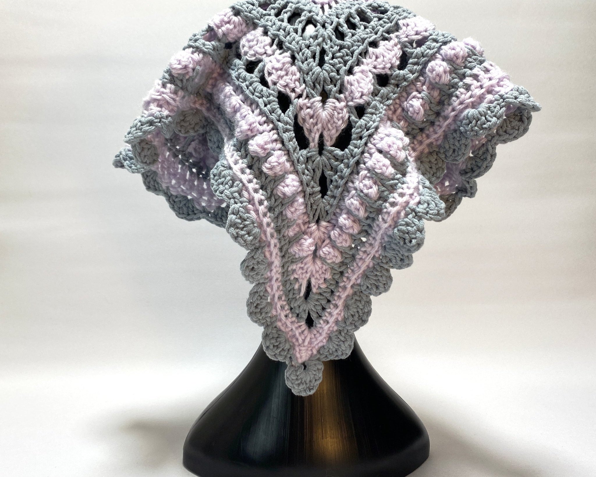 Wanderlust Crochet Bandana Purple and Gray - Pearl Moon Creations