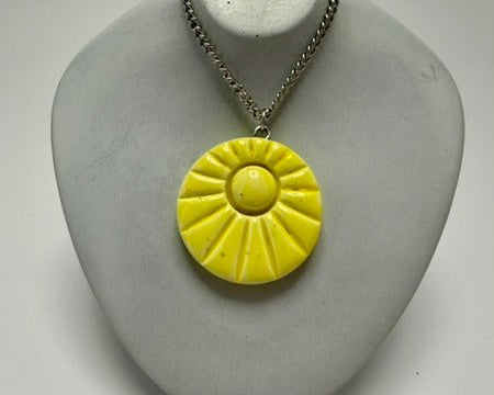 Yellow Sun Pendant Necklace - Pearl Moon Creations