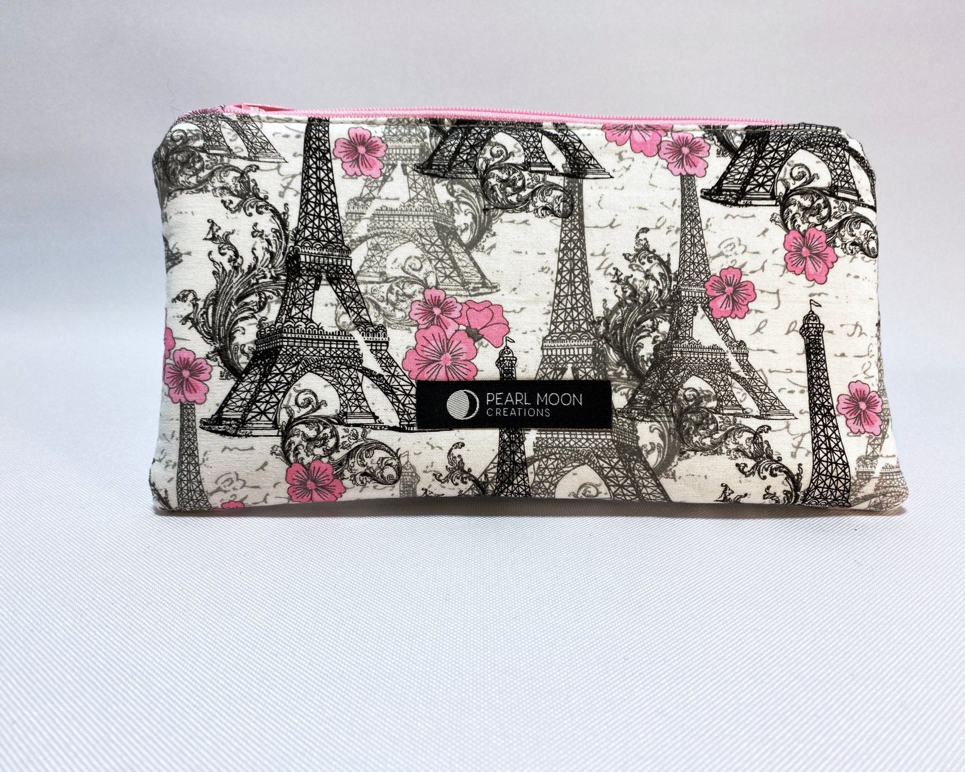 Zipper Pouch Pink Parisian - Pearl Moon Creations
