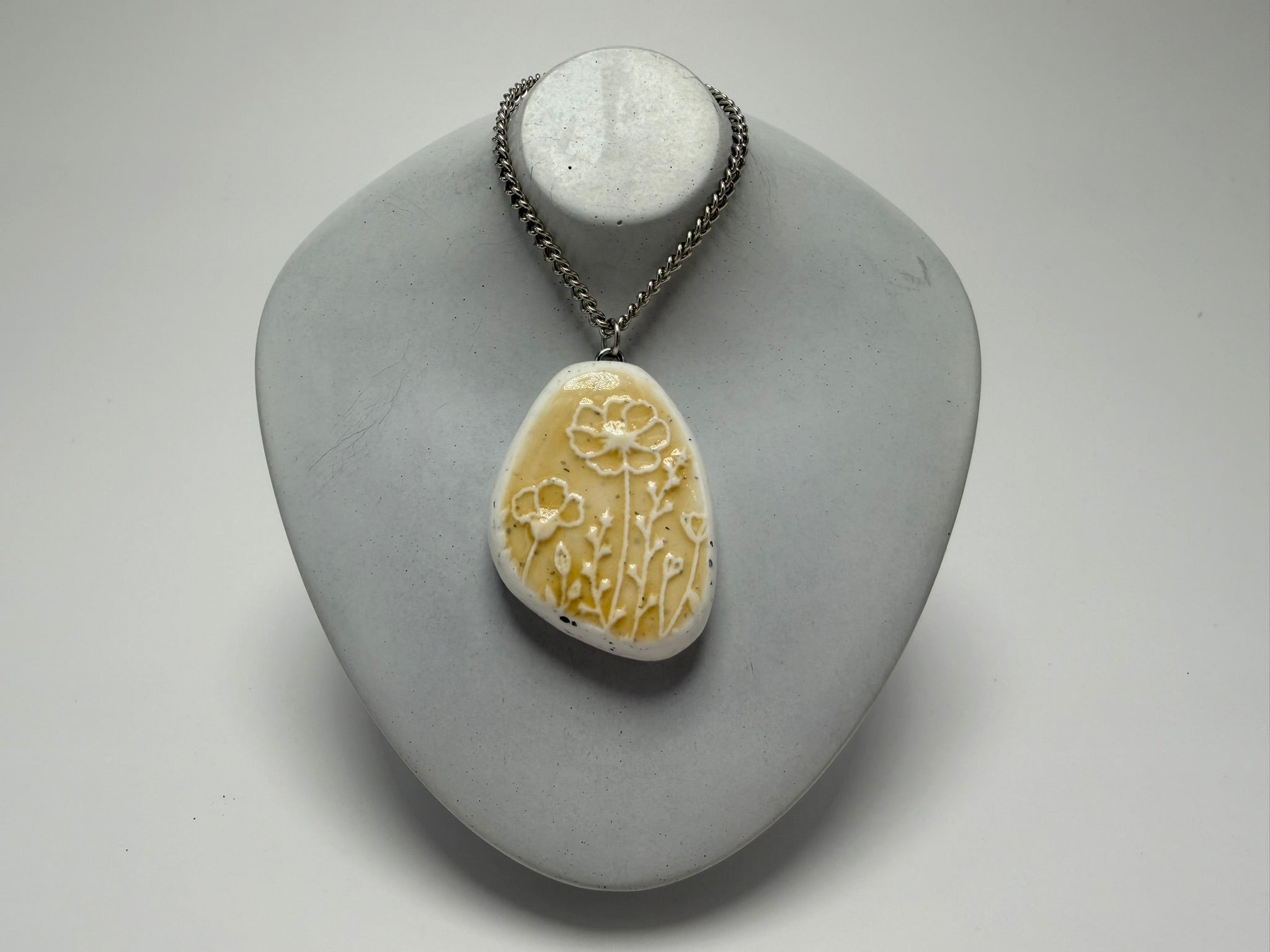 Beige Wildflower Pendant Necklace - Pearl Moon Creations