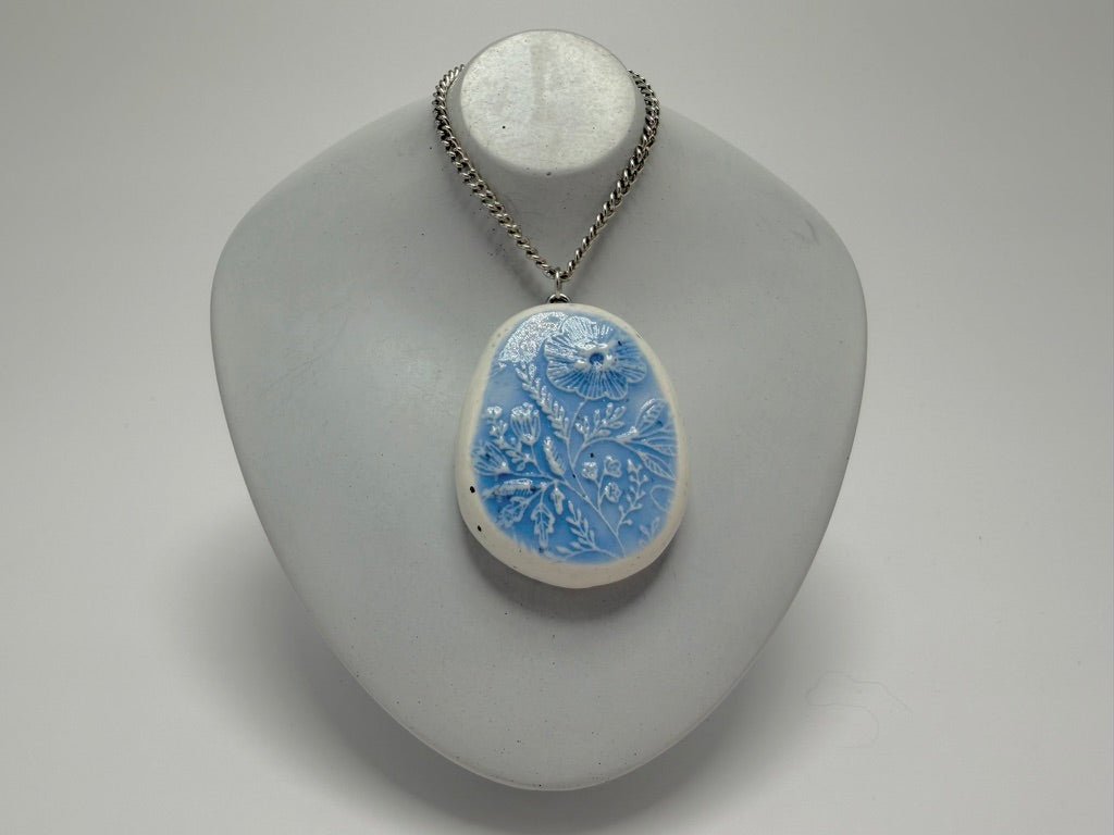 Blue Lacey Wildflower Pendant Necklace - Pearl Moon Creations