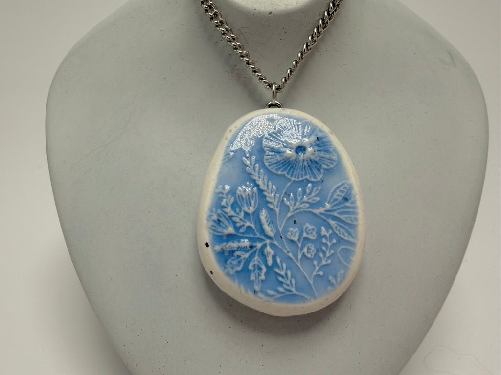 Blue Lacey Wildflower Pendant Necklace - Pearl Moon Creations