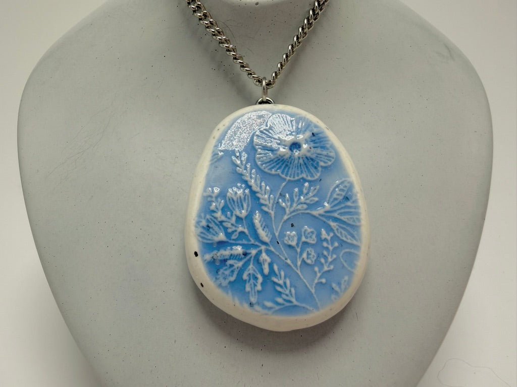 Blue Lacey Wildflower Pendant Necklace - Pearl Moon Creations