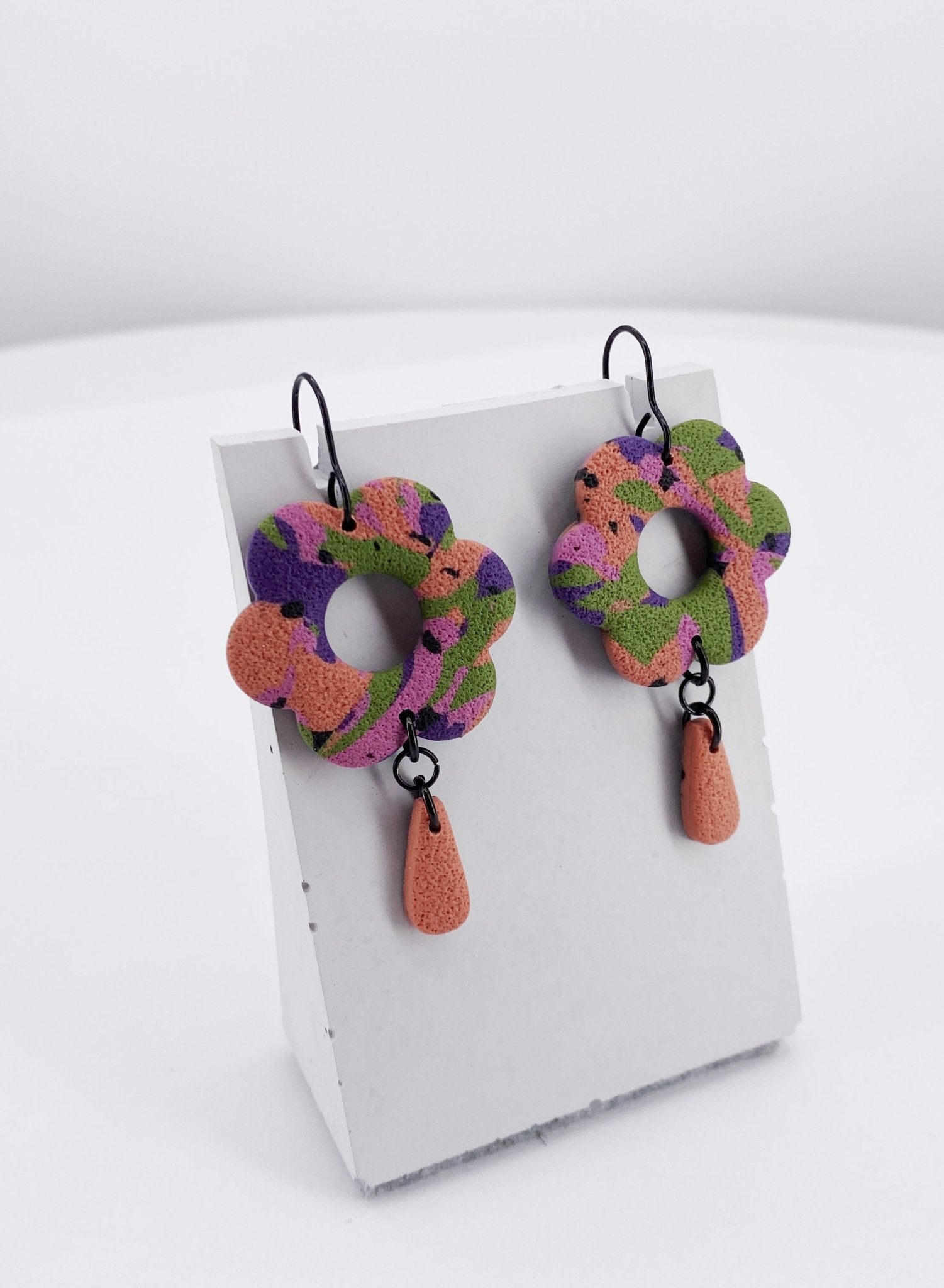 Bohemian Echo 1 Flower Dangle Earrings - Pearl Moon Creations