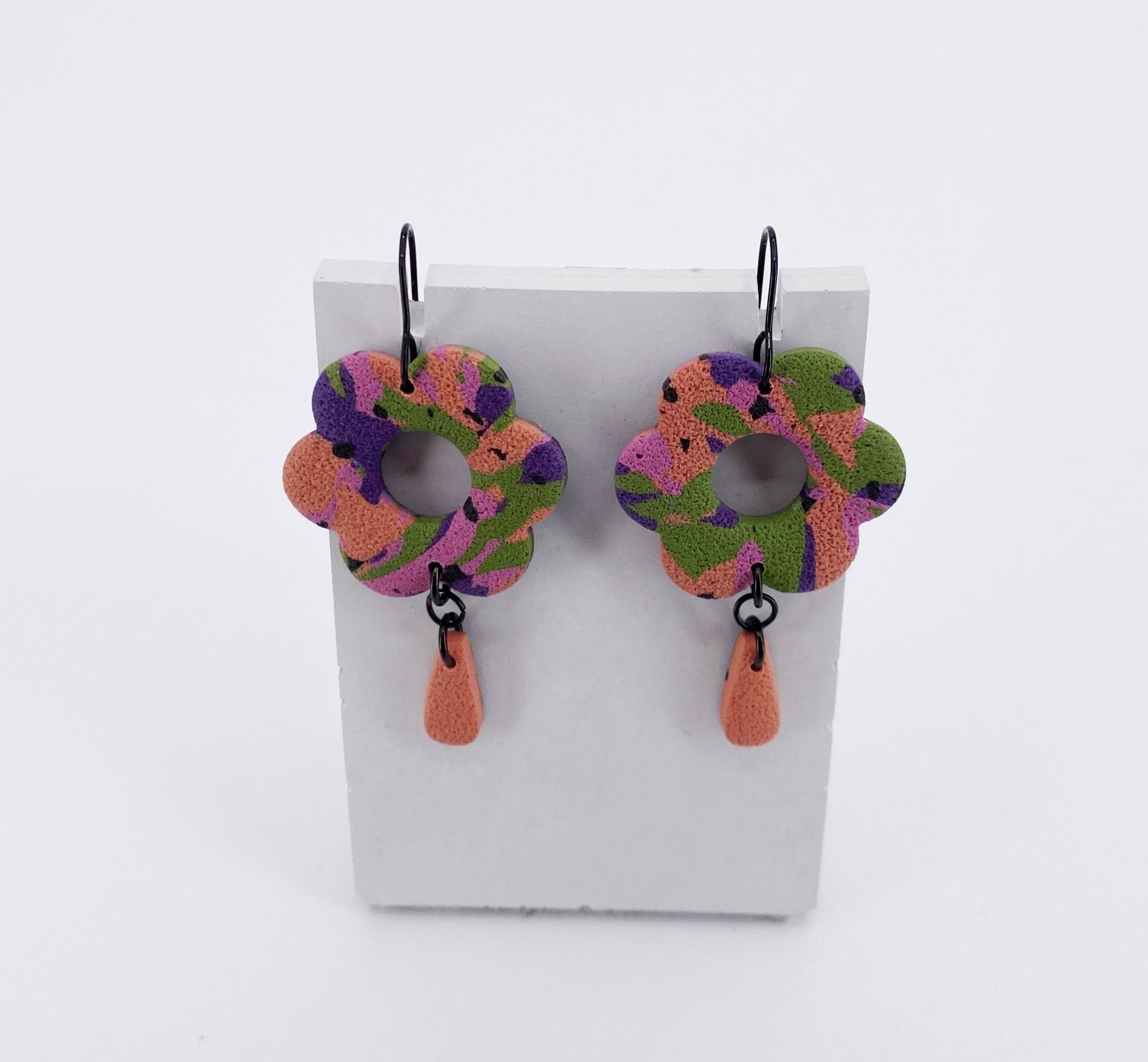 Bohemian Echo 1 Flower Dangle Earrings - Pearl Moon Creations