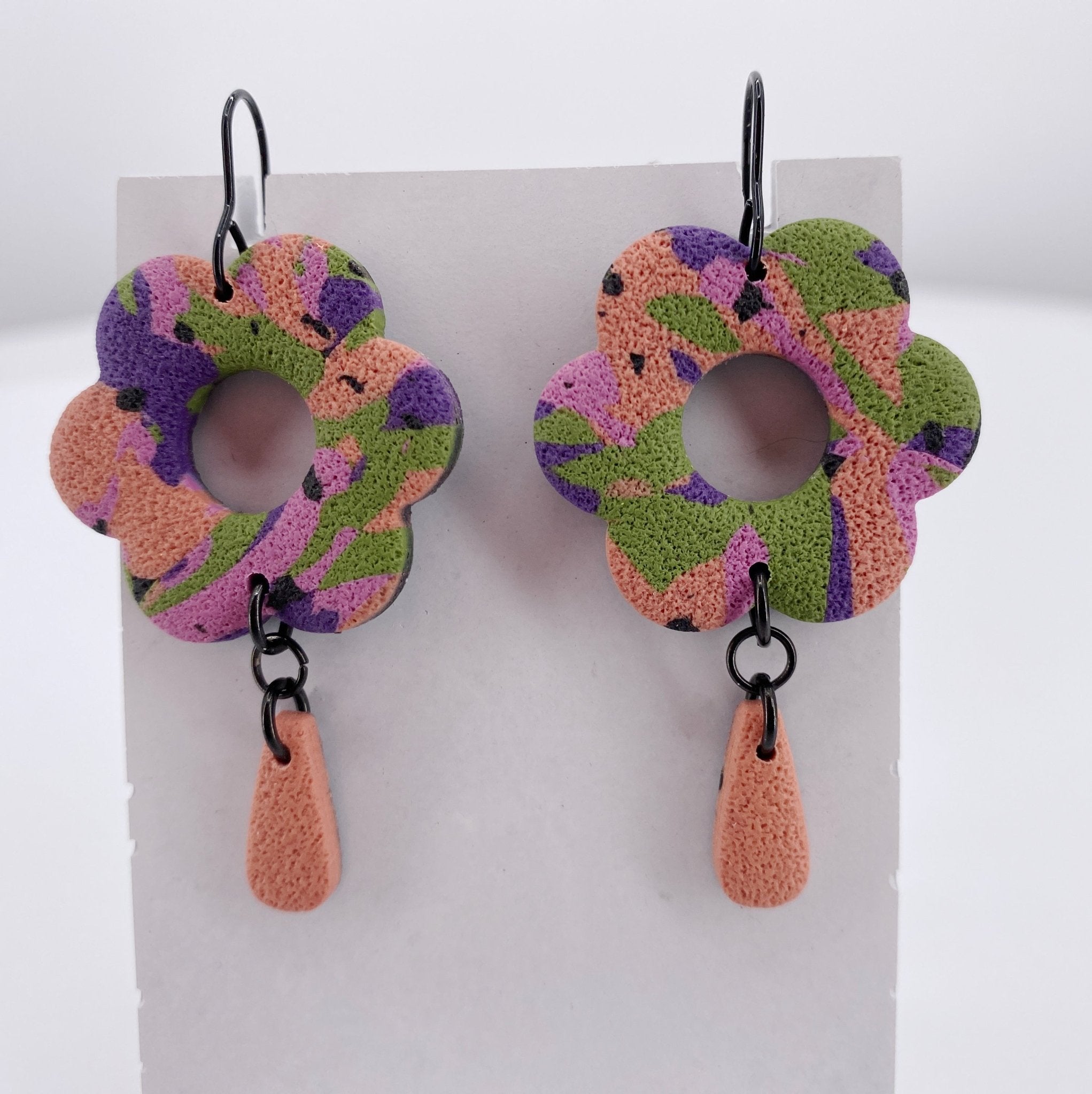 Bohemian Echo 1 Flower Dangle Earrings - Pearl Moon Creations