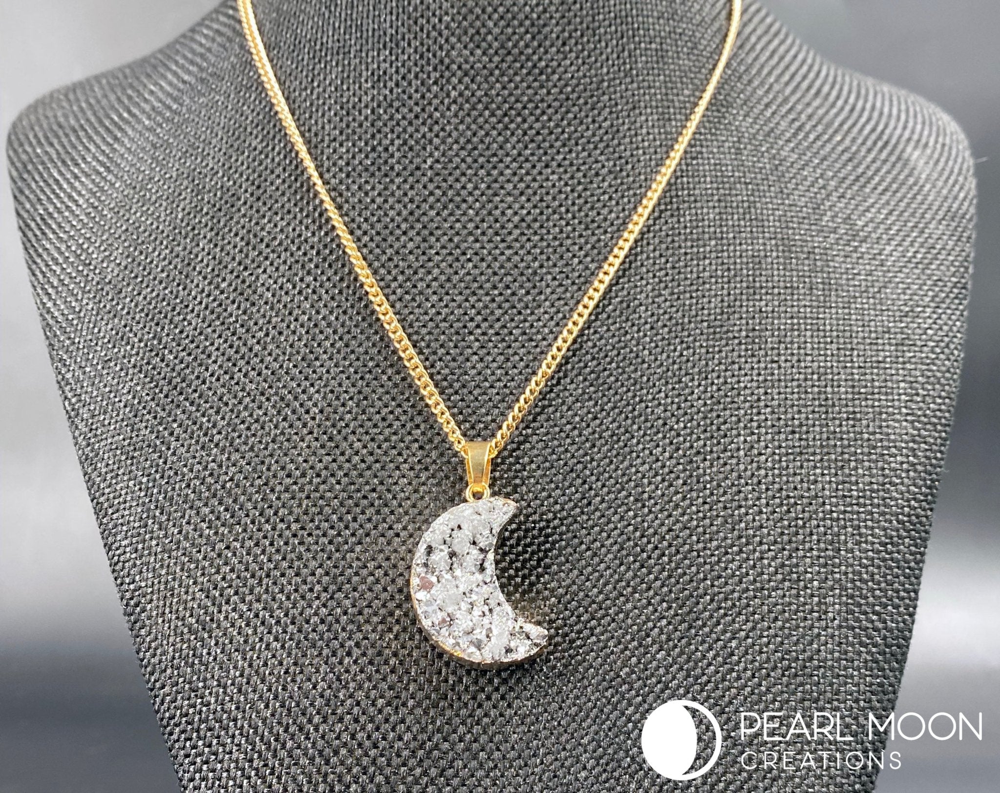 Crescent Moon Geode Necklace - Pearl Moon Creations