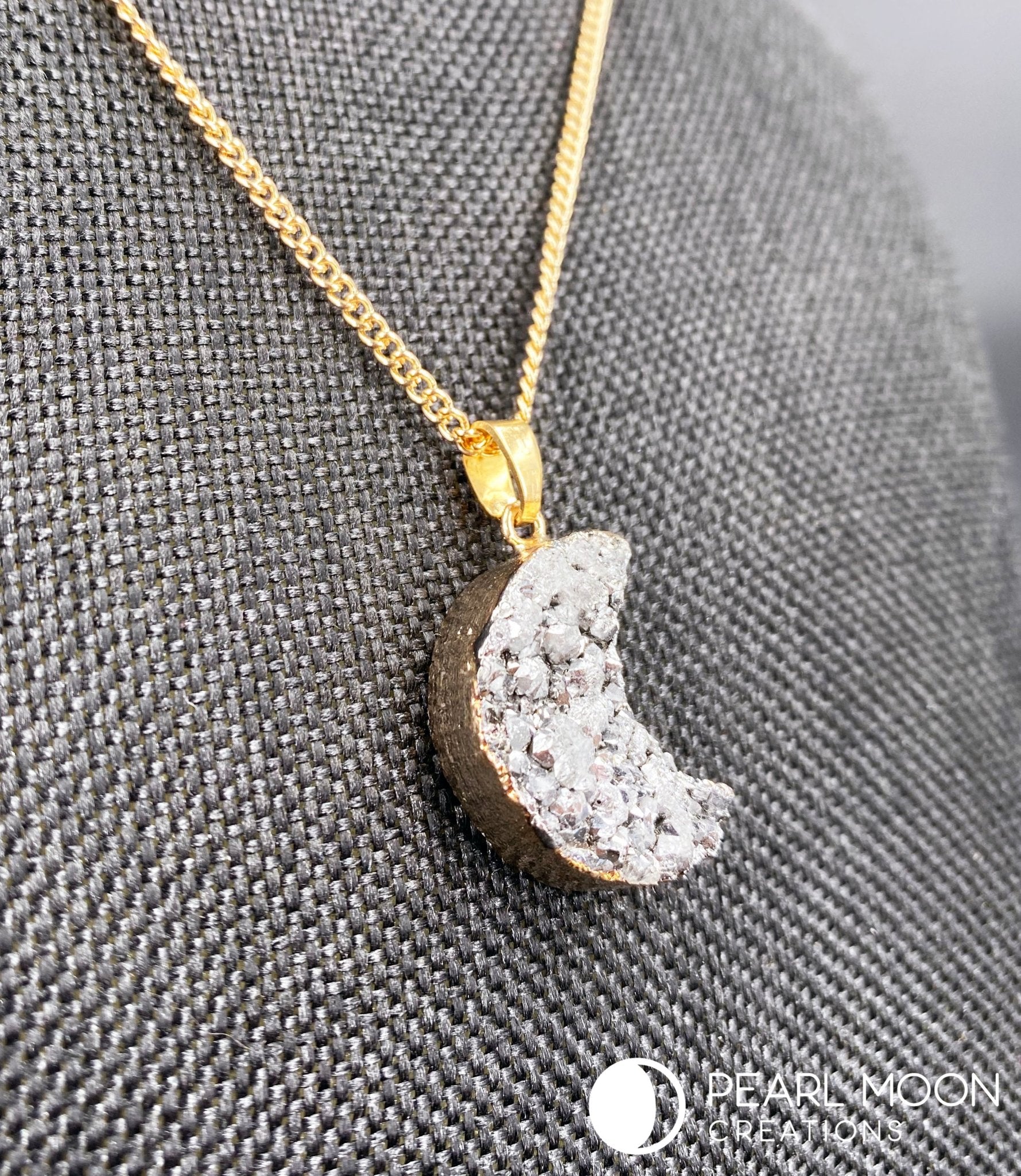 Crescent Moon Geode Necklace - Pearl Moon Creations