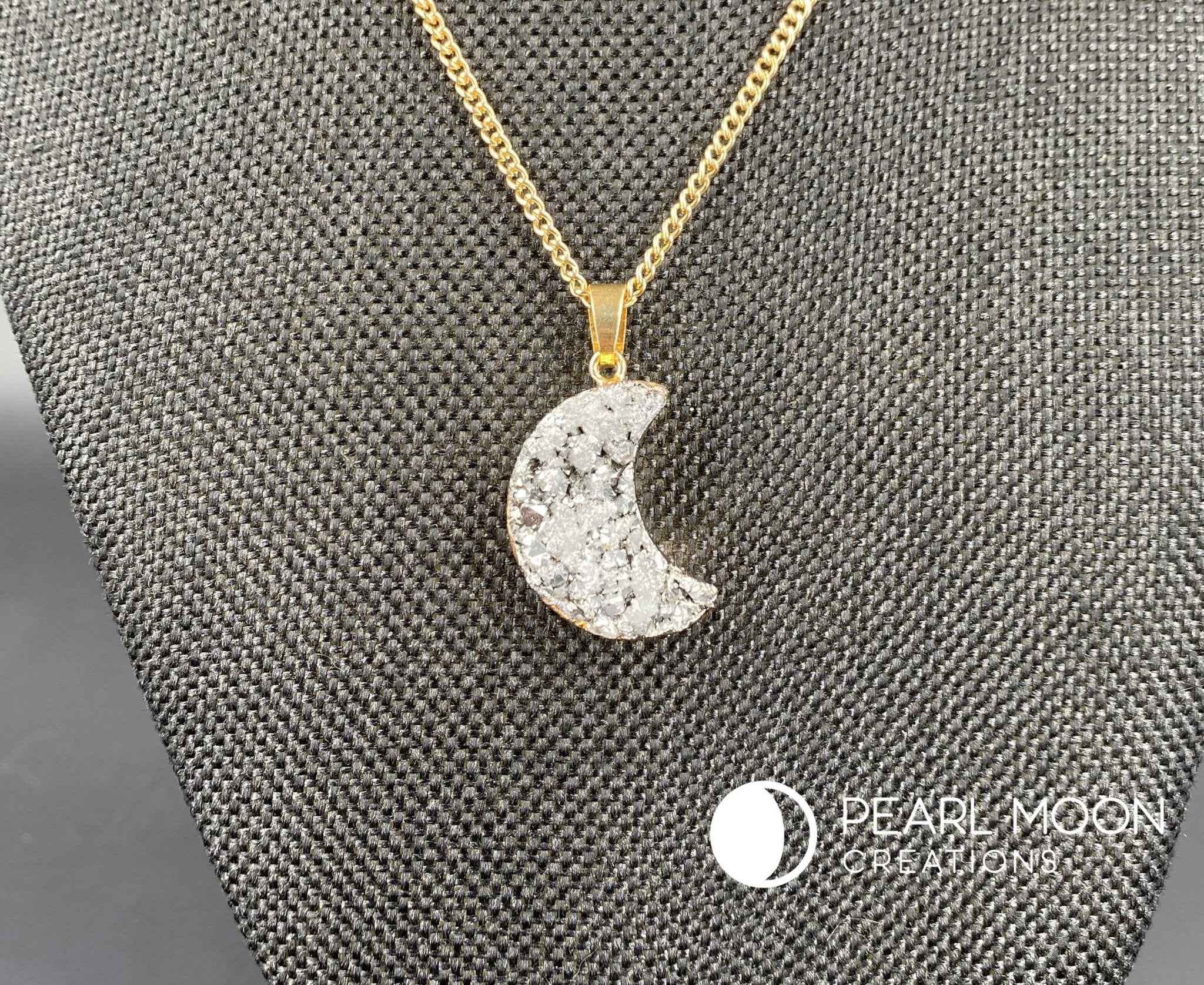 Crescent Moon Geode Necklace - Pearl Moon Creations