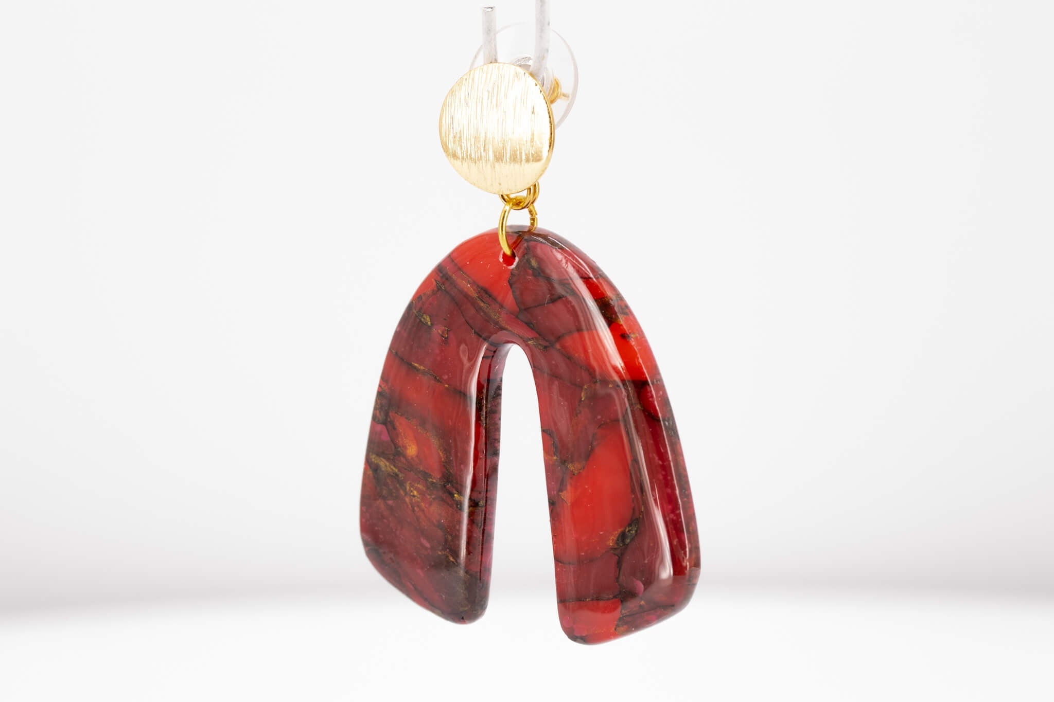 Crimson Stone Arch Earrings - Pearl Moon Creations