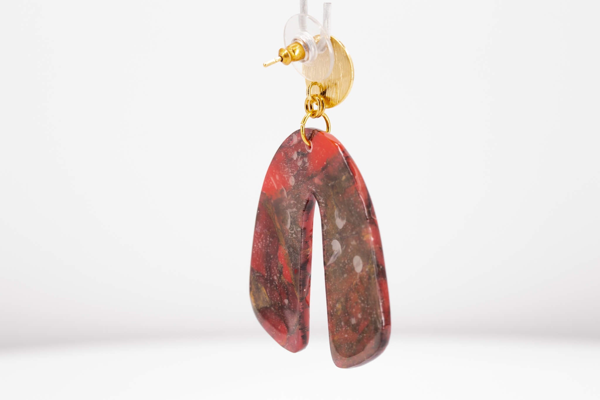 Crimson Stone Arch Earrings - Pearl Moon Creations