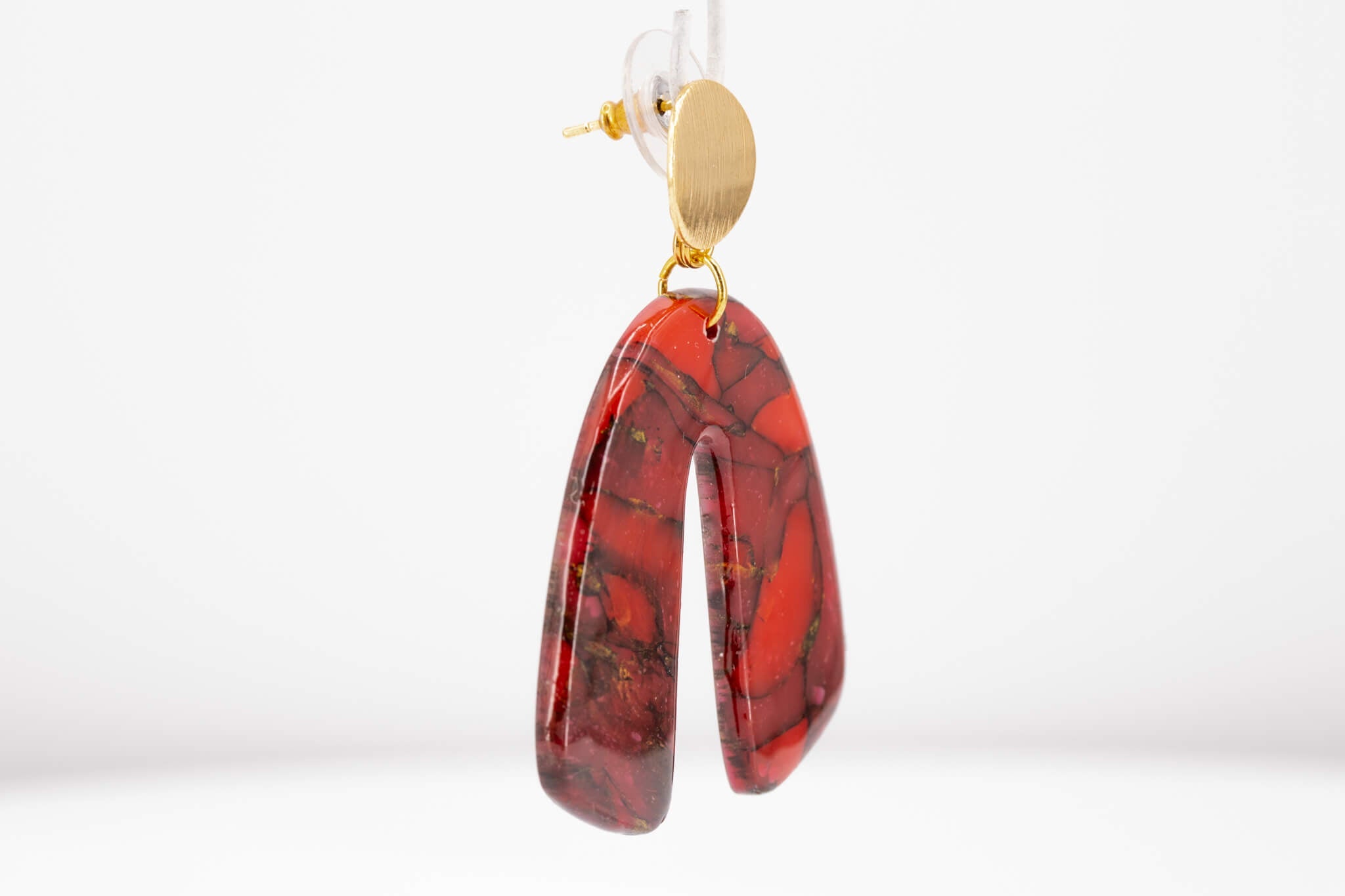 Crimson Stone Arch Earrings - Pearl Moon Creations