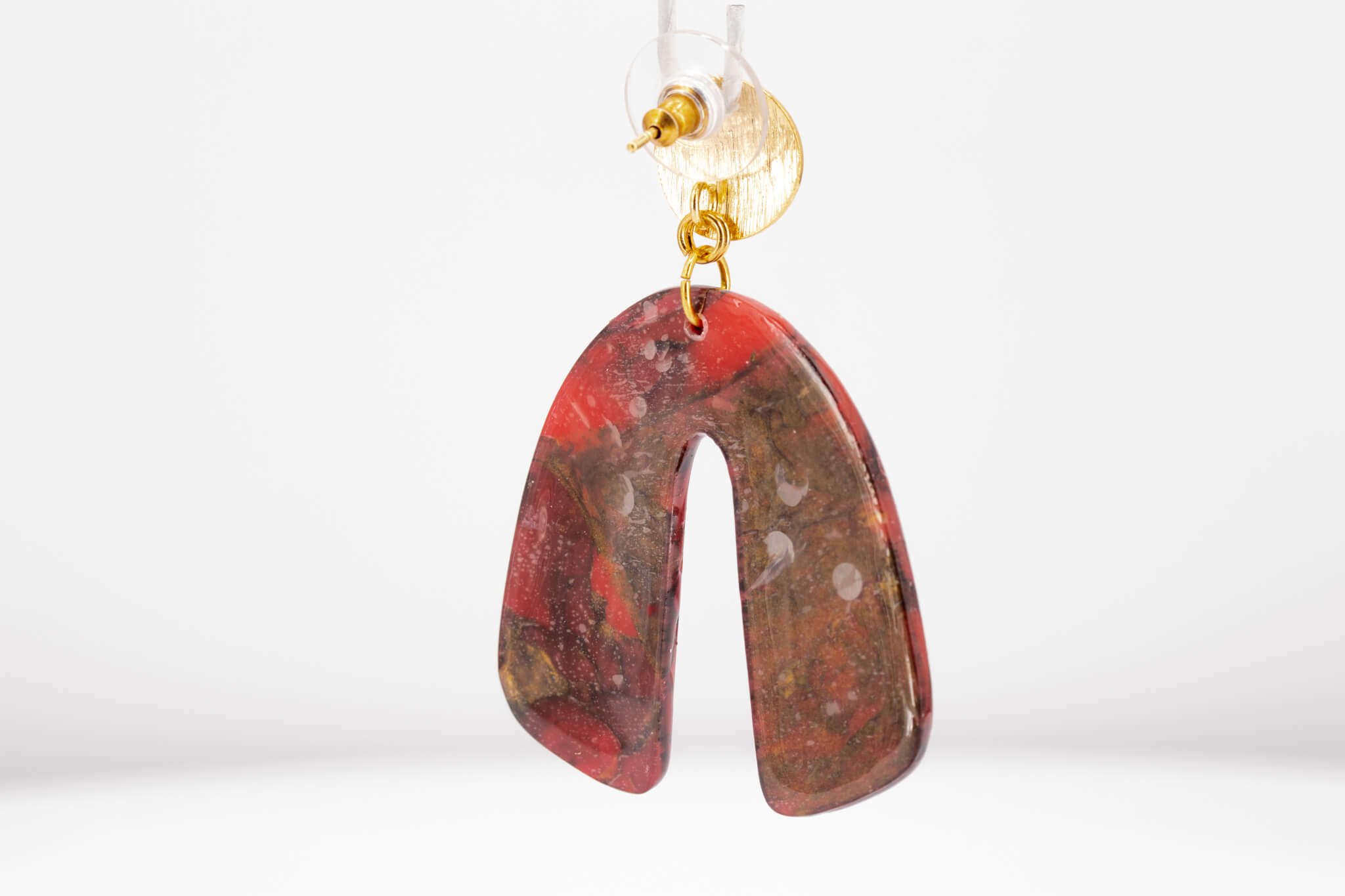 Crimson Stone Arch Earrings - Pearl Moon Creations