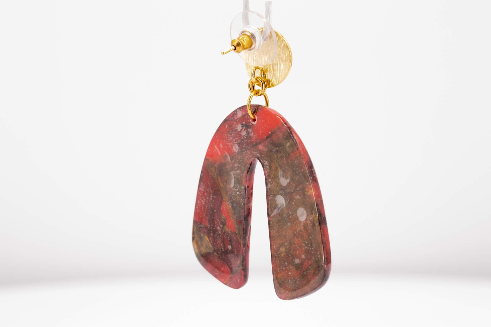 Crimson Stone Arch Earrings - Pearl Moon Creations