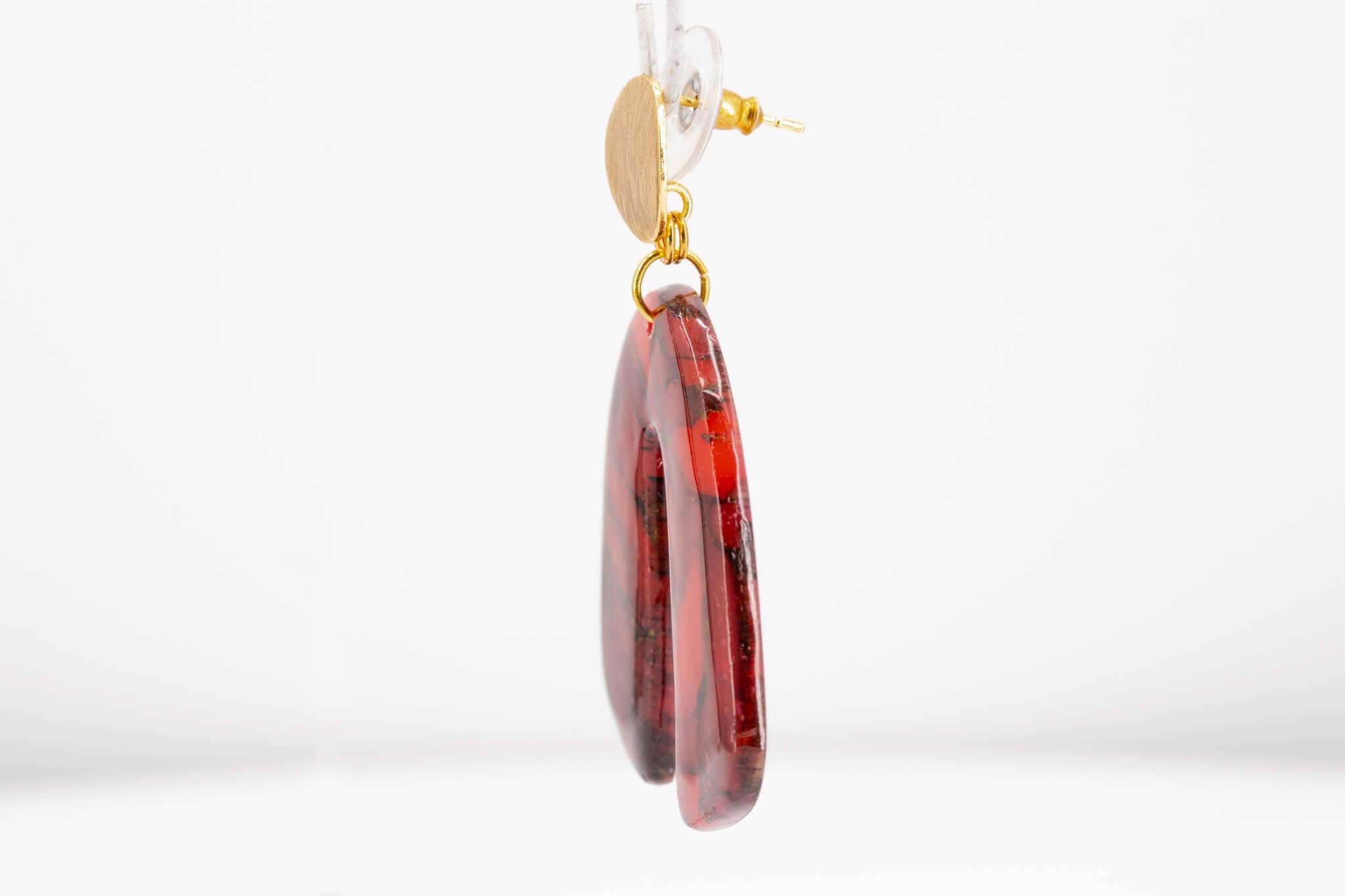 Crimson Stone Arch Earrings - Pearl Moon Creations