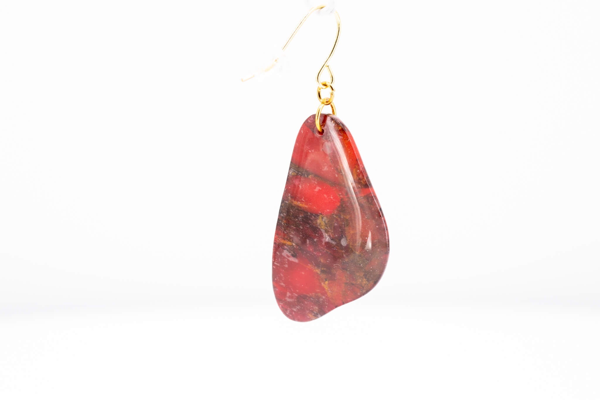 Crimson Stone Dangle Pebble Earrings - Pearl Moon Creations
