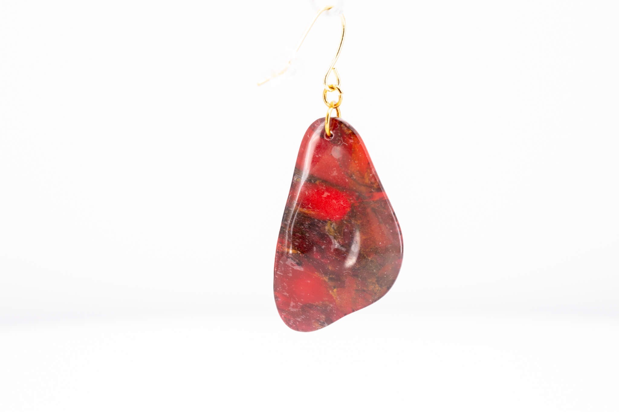 Crimson Stone Dangle Pebble Earrings - Pearl Moon Creations