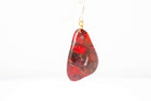 Crimson Stone Dangle Pebble Earrings - Pearl Moon Creations