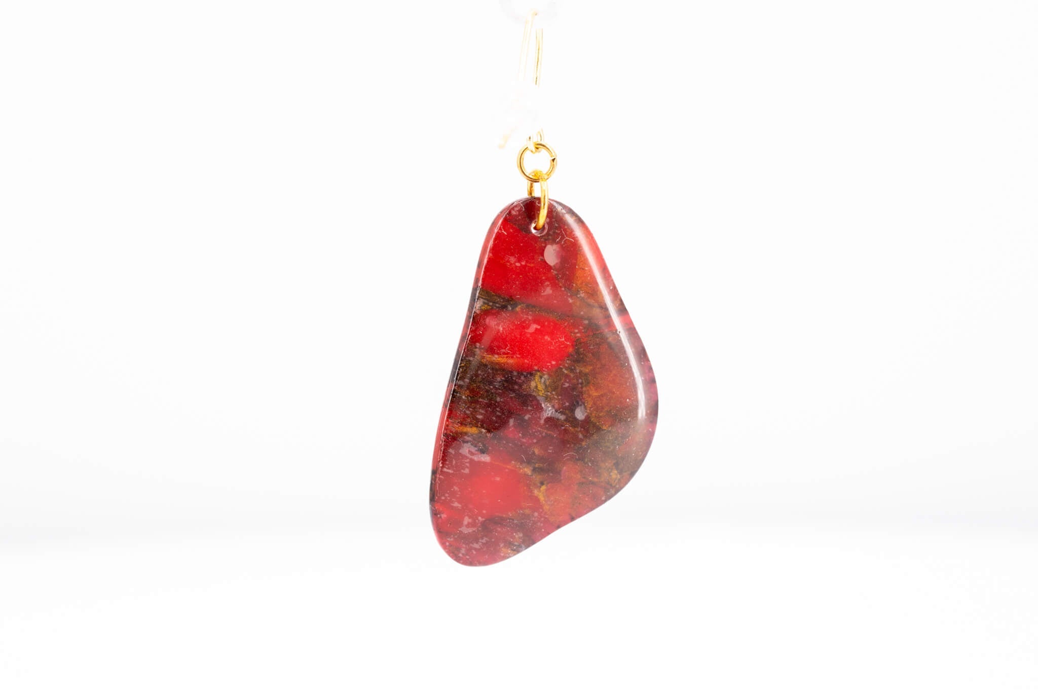 Crimson Stone Dangle Pebble Earrings - Pearl Moon Creations
