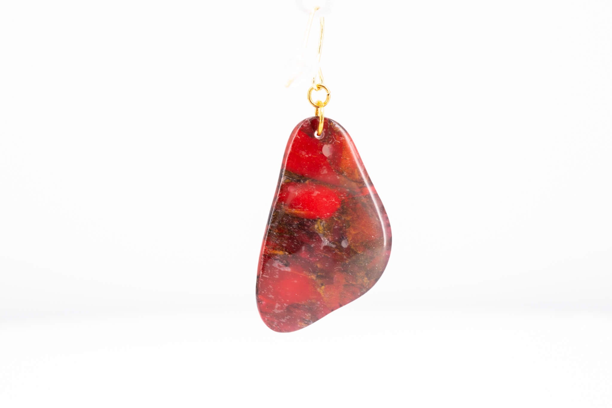 Crimson Stone Dangle Pebble Earrings - Pearl Moon Creations