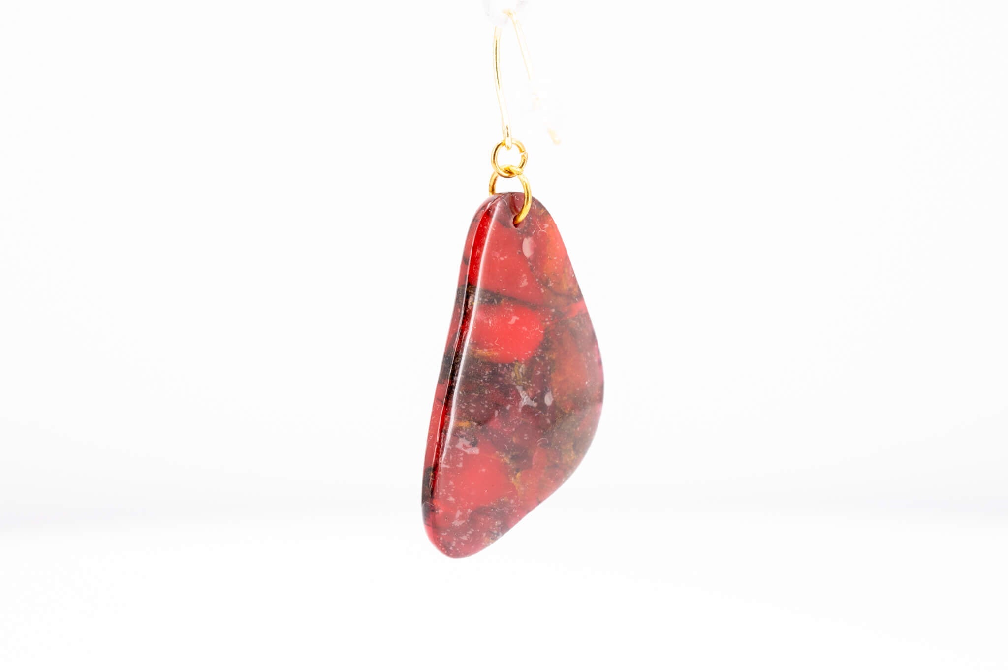 Crimson Stone Dangle Pebble Earrings - Pearl Moon Creations