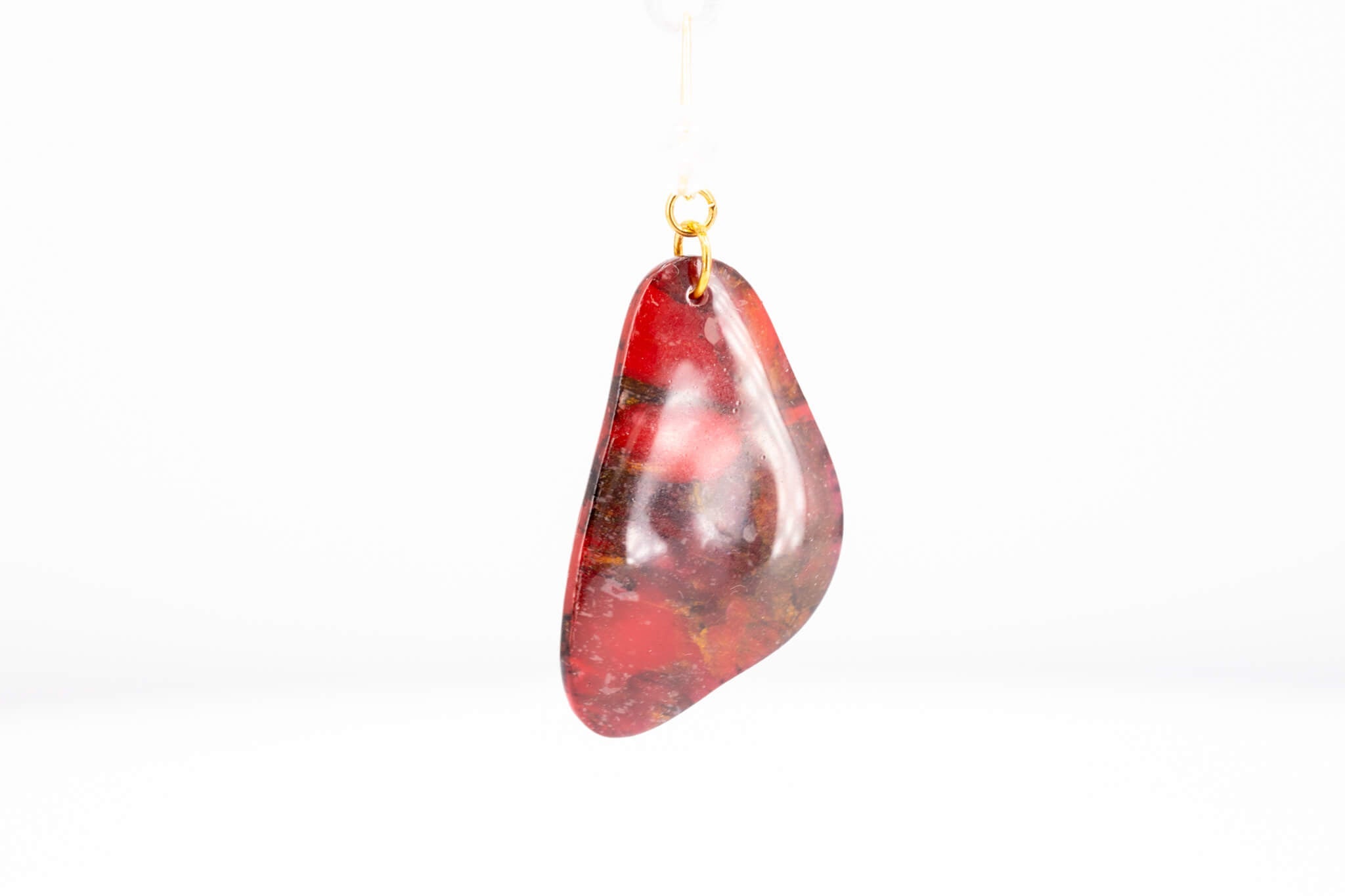 Crimson Stone Dangle Pebble Earrings - Pearl Moon Creations