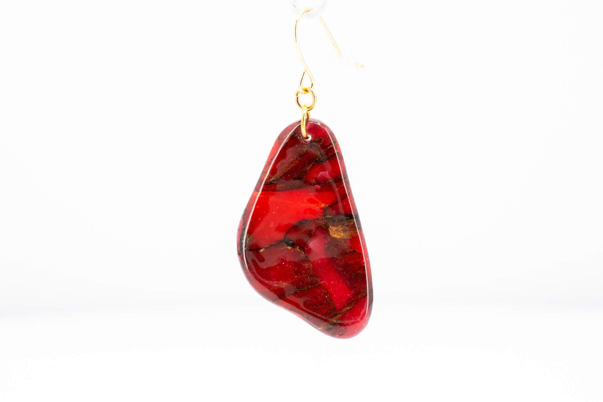 Crimson Stone Dangle Pebble Earrings - Pearl Moon Creations