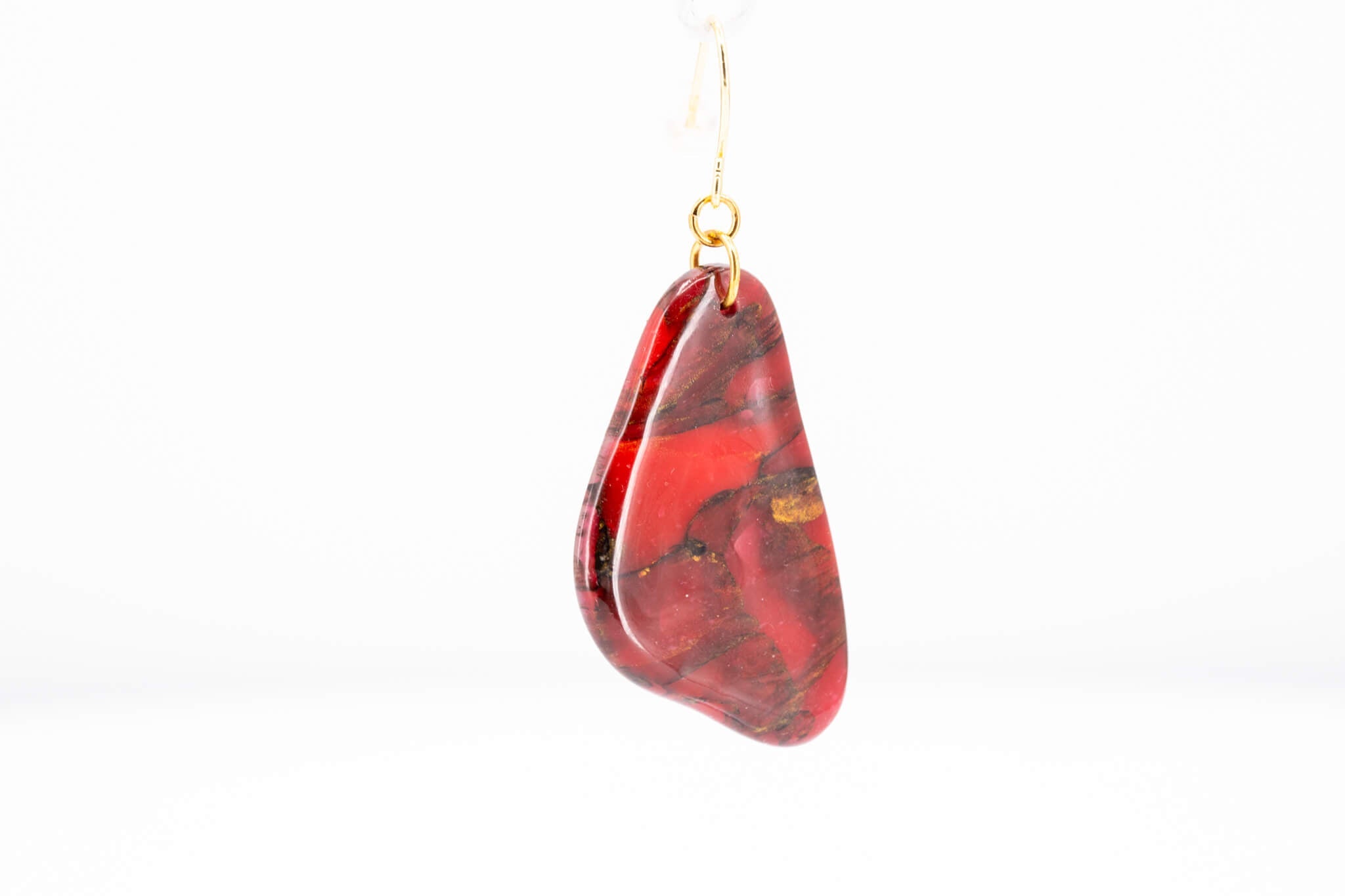 Crimson Stone Dangle Pebble Earrings - Pearl Moon Creations