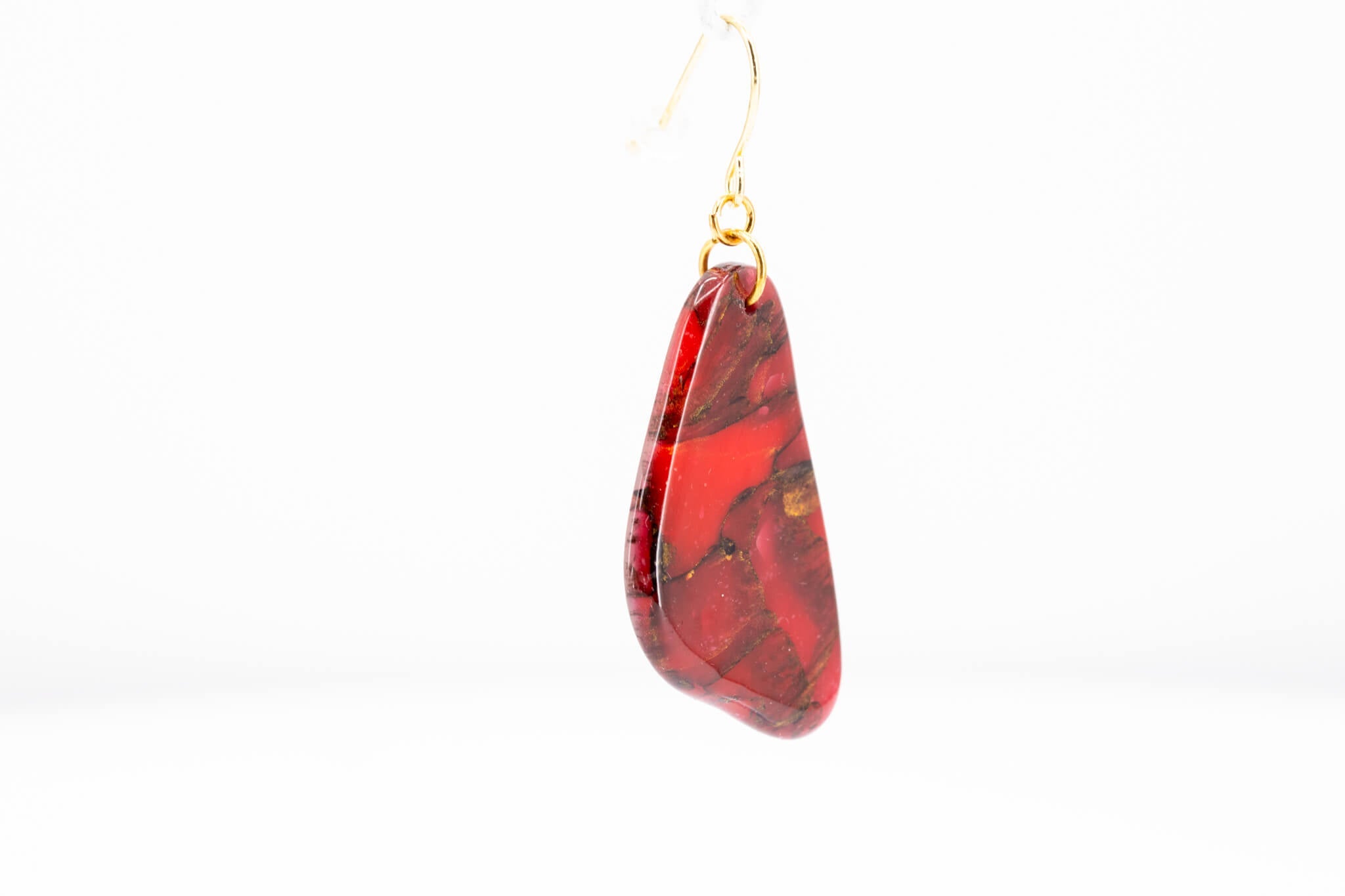 Crimson Stone Dangle Pebble Earrings - Pearl Moon Creations