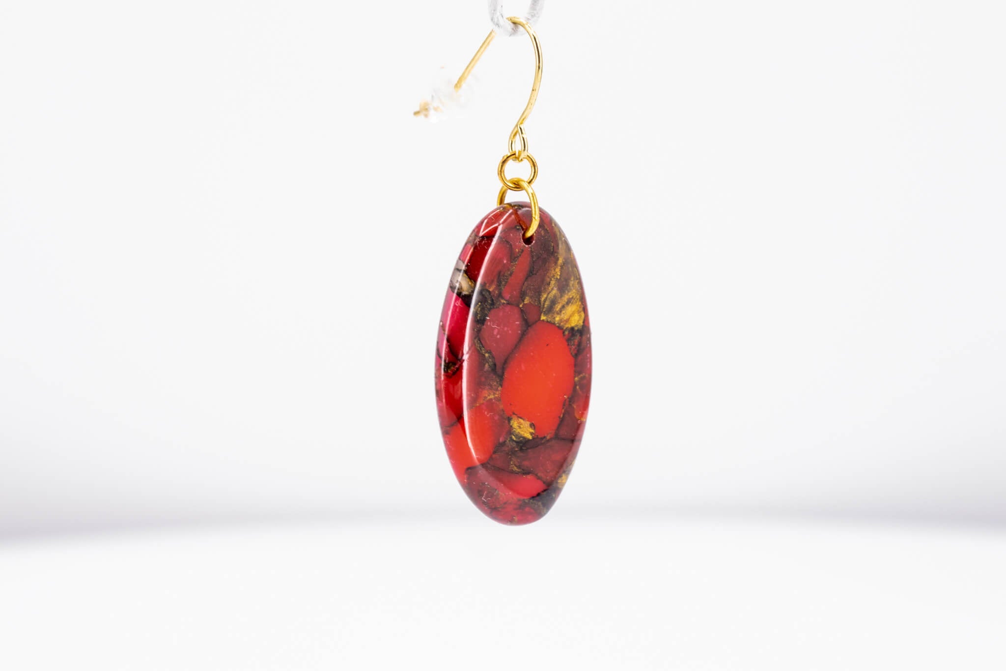 Crimson Stone Oval Earrings - Pearl Moon Creations