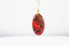 Crimson Stone Oval Earrings - Pearl Moon Creations
