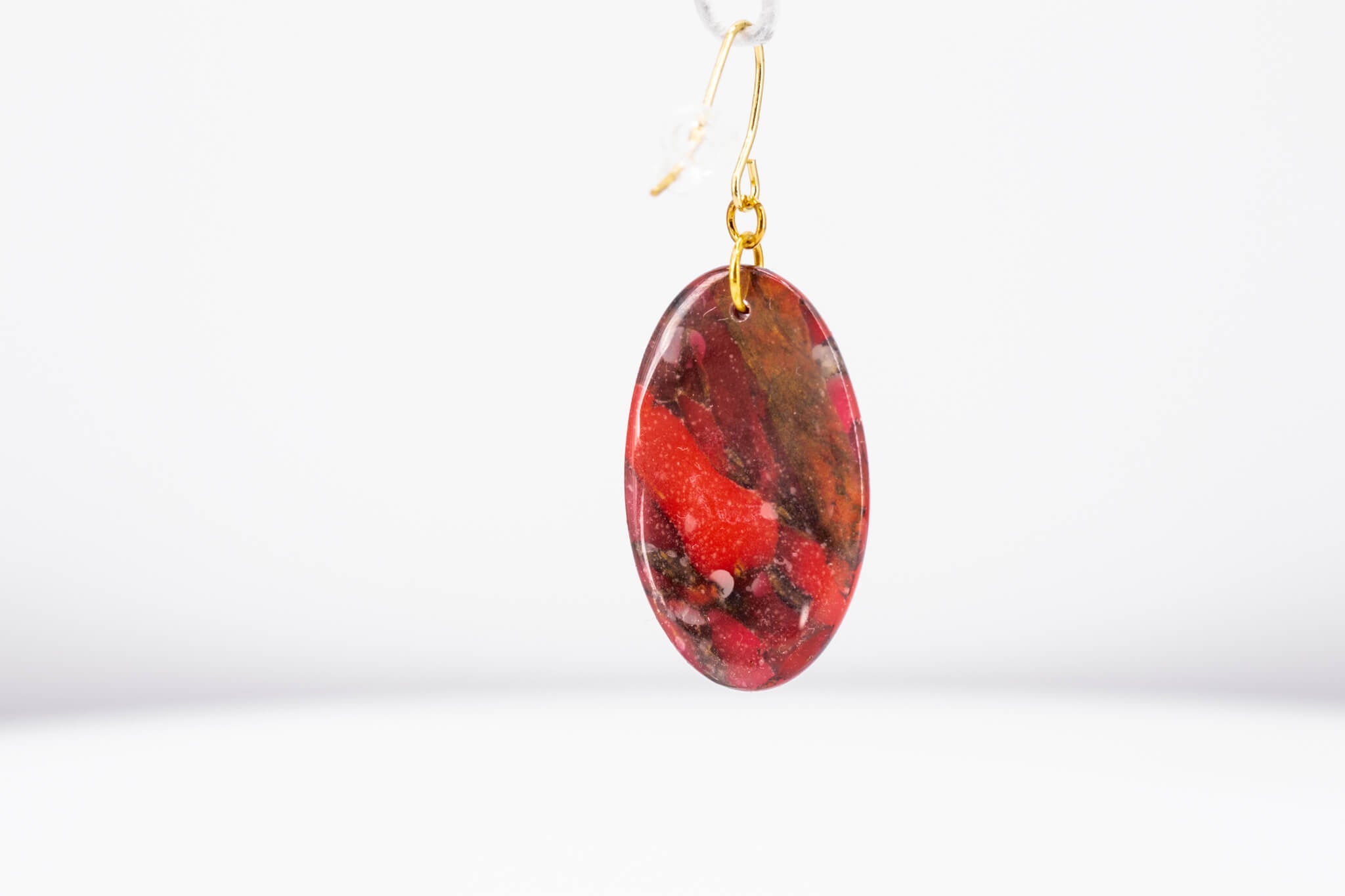Crimson Stone Oval Earrings - Pearl Moon Creations