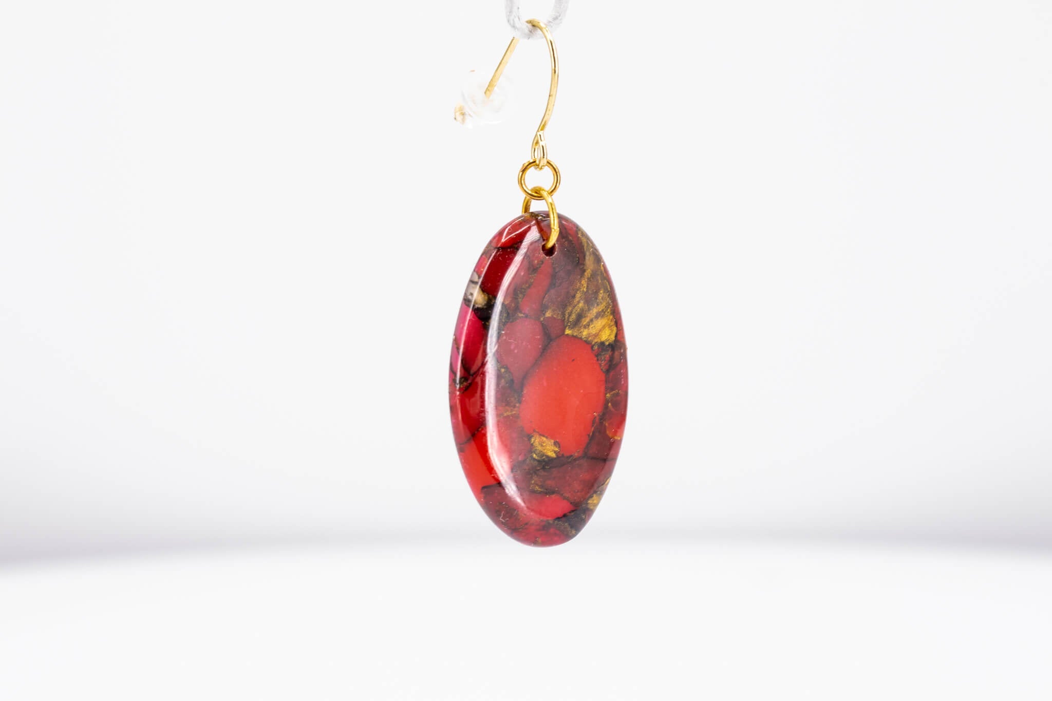 Crimson Stone Oval Earrings - Pearl Moon Creations