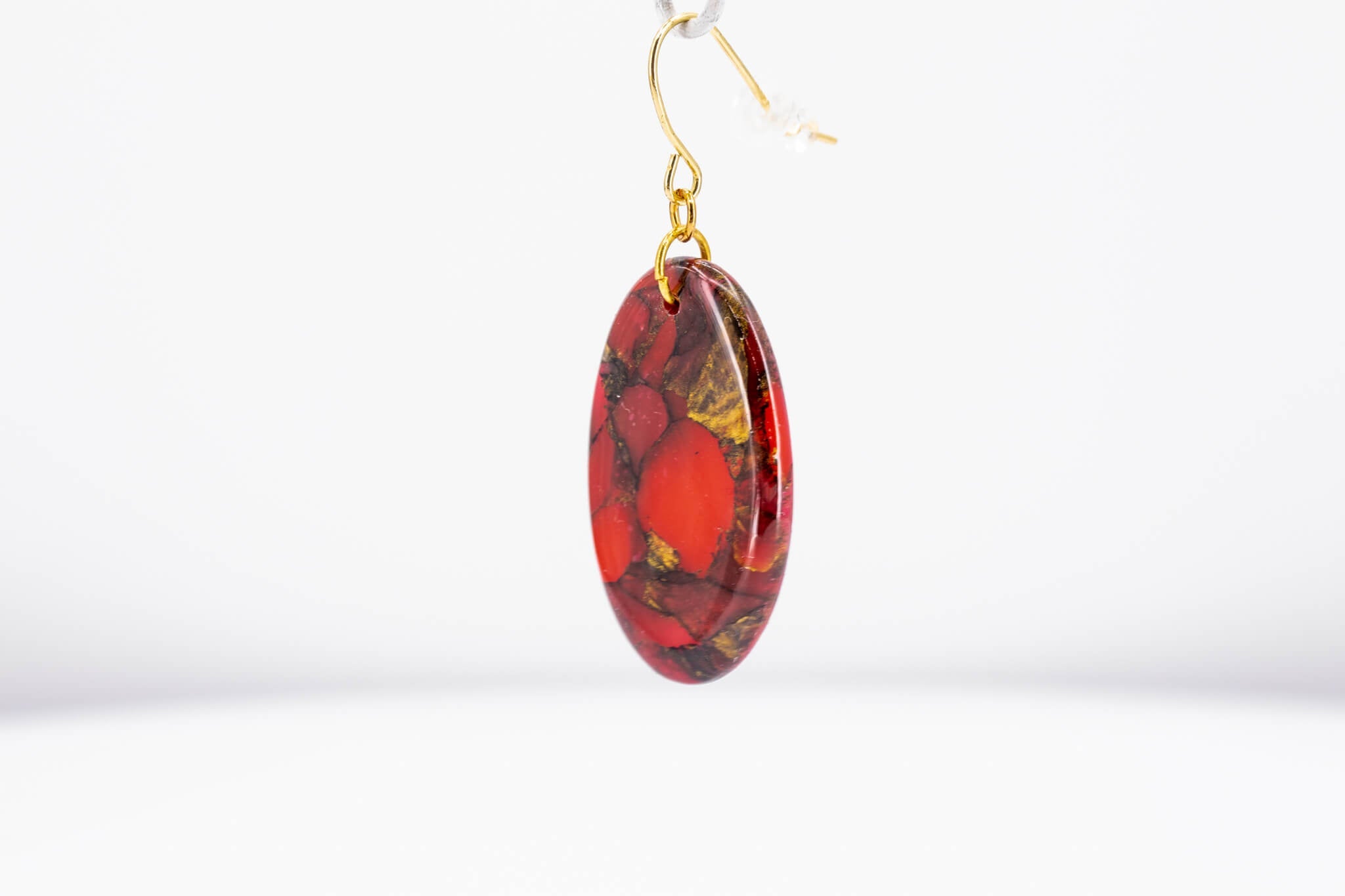 Crimson Stone Oval Earrings - Pearl Moon Creations