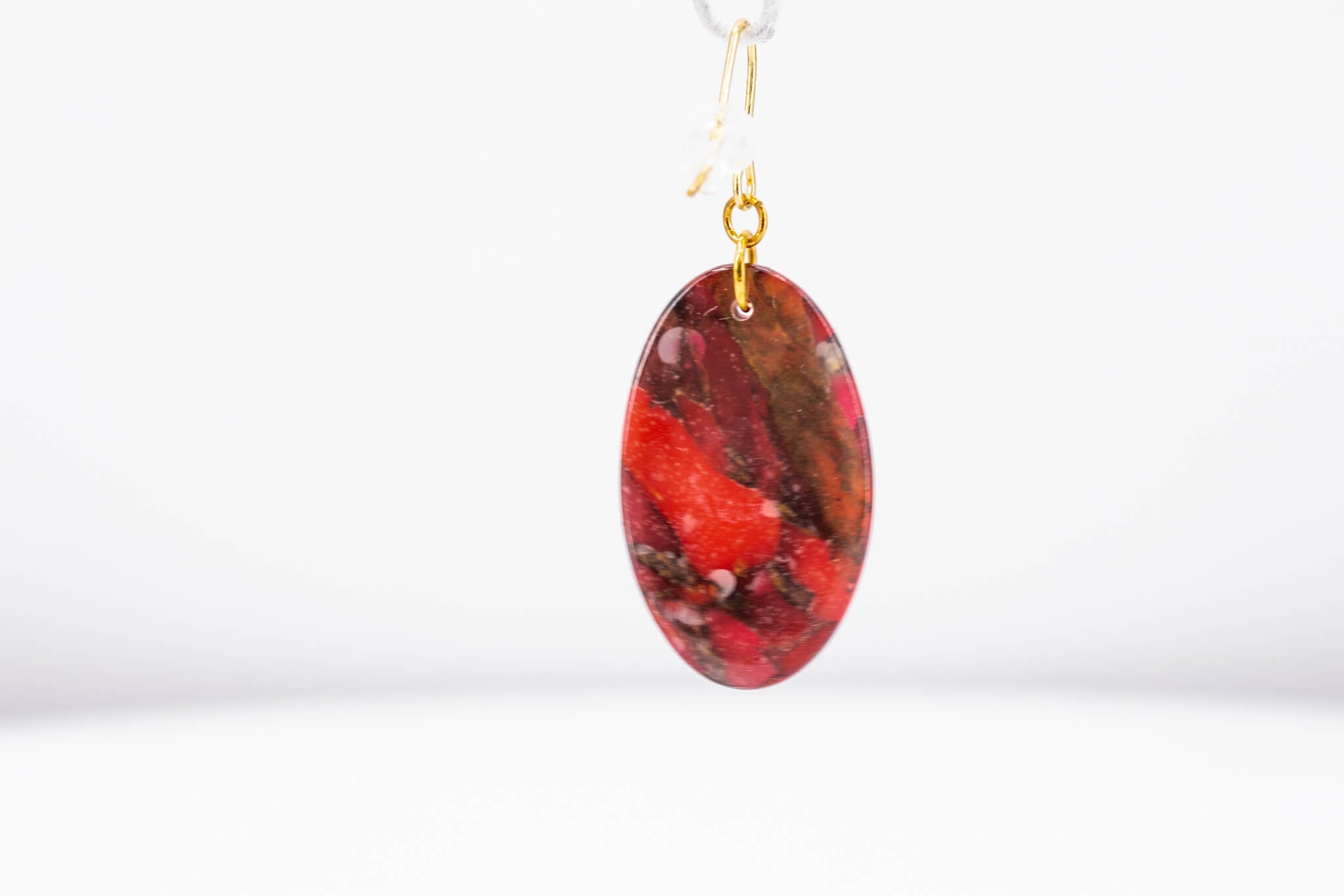 Crimson Stone Oval Earrings - Pearl Moon Creations