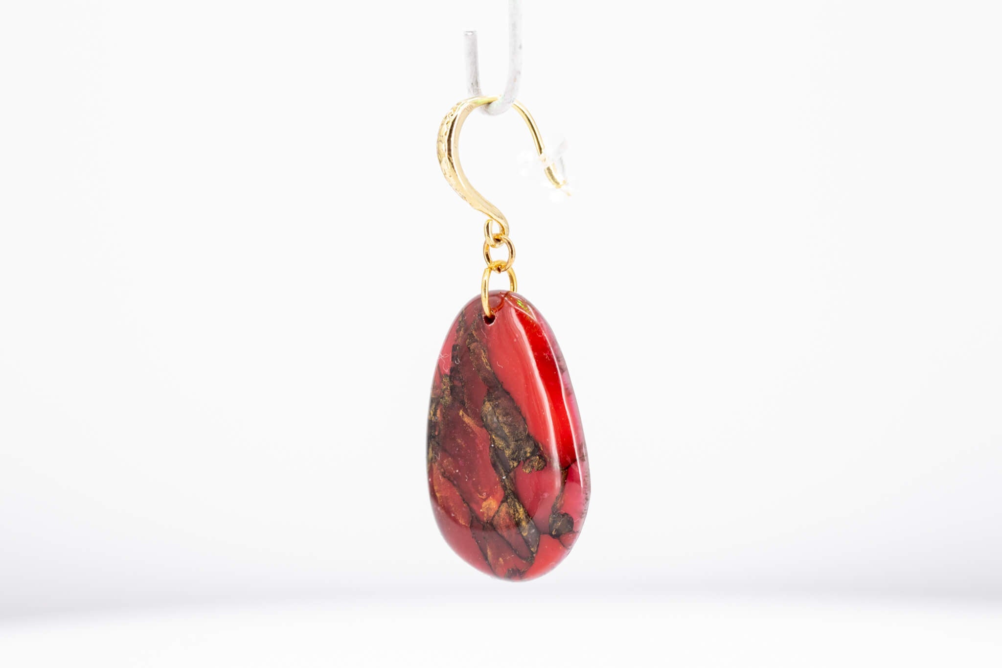 Crimson Stone Pebble Earrings - Pearl Moon Creations