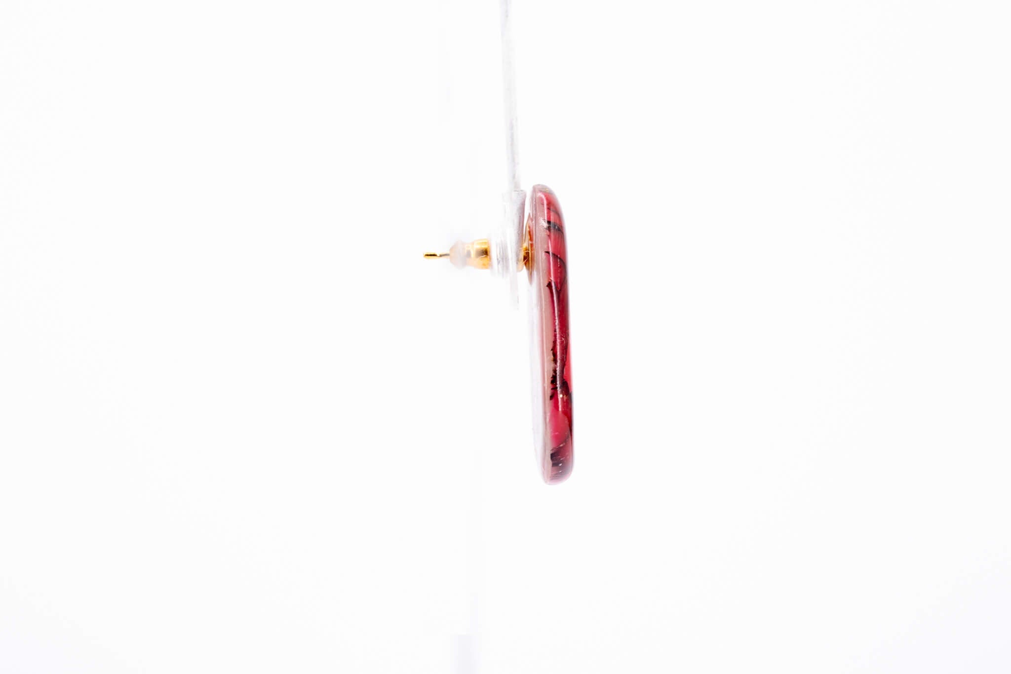 Crimson Stone Pebble Post Earrings - Pearl Moon Creations