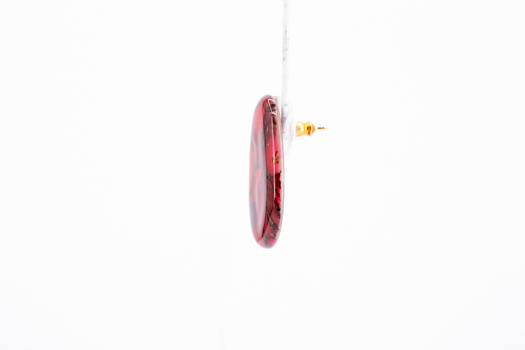 Crimson Stone Pebble Post Earrings - Pearl Moon Creations