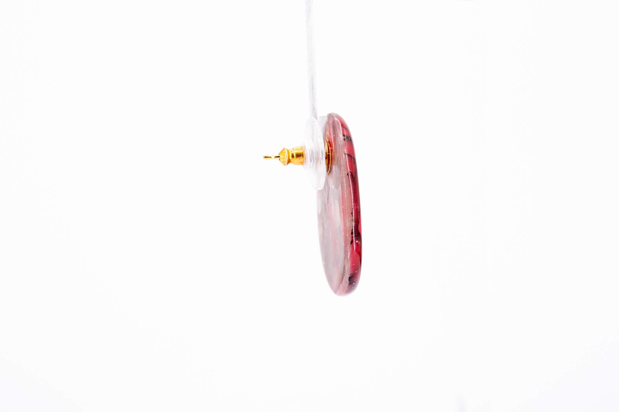 Crimson Stone Pebble Post Earrings - Pearl Moon Creations