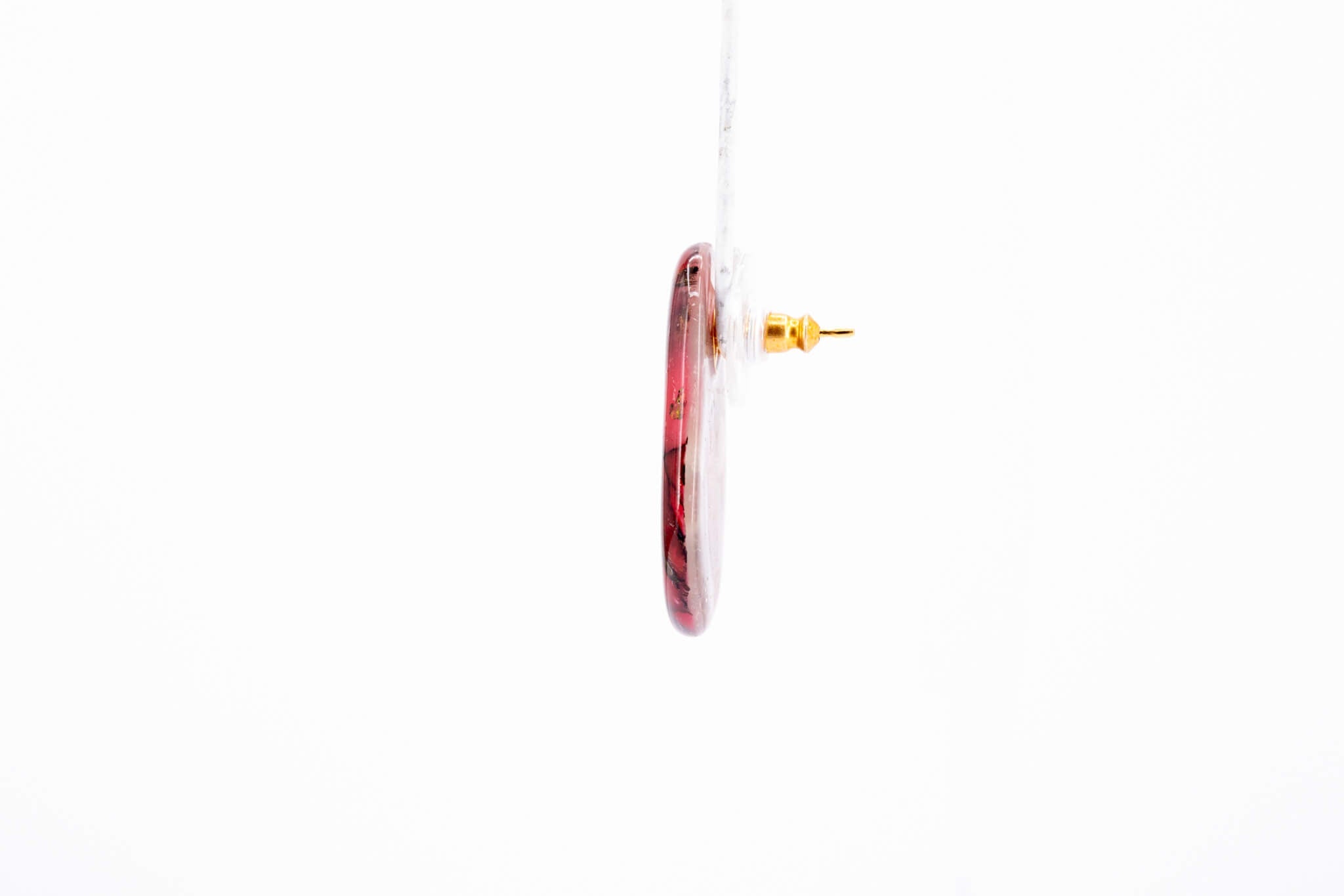 Crimson Stone Pebble Post Earrings - Pearl Moon Creations