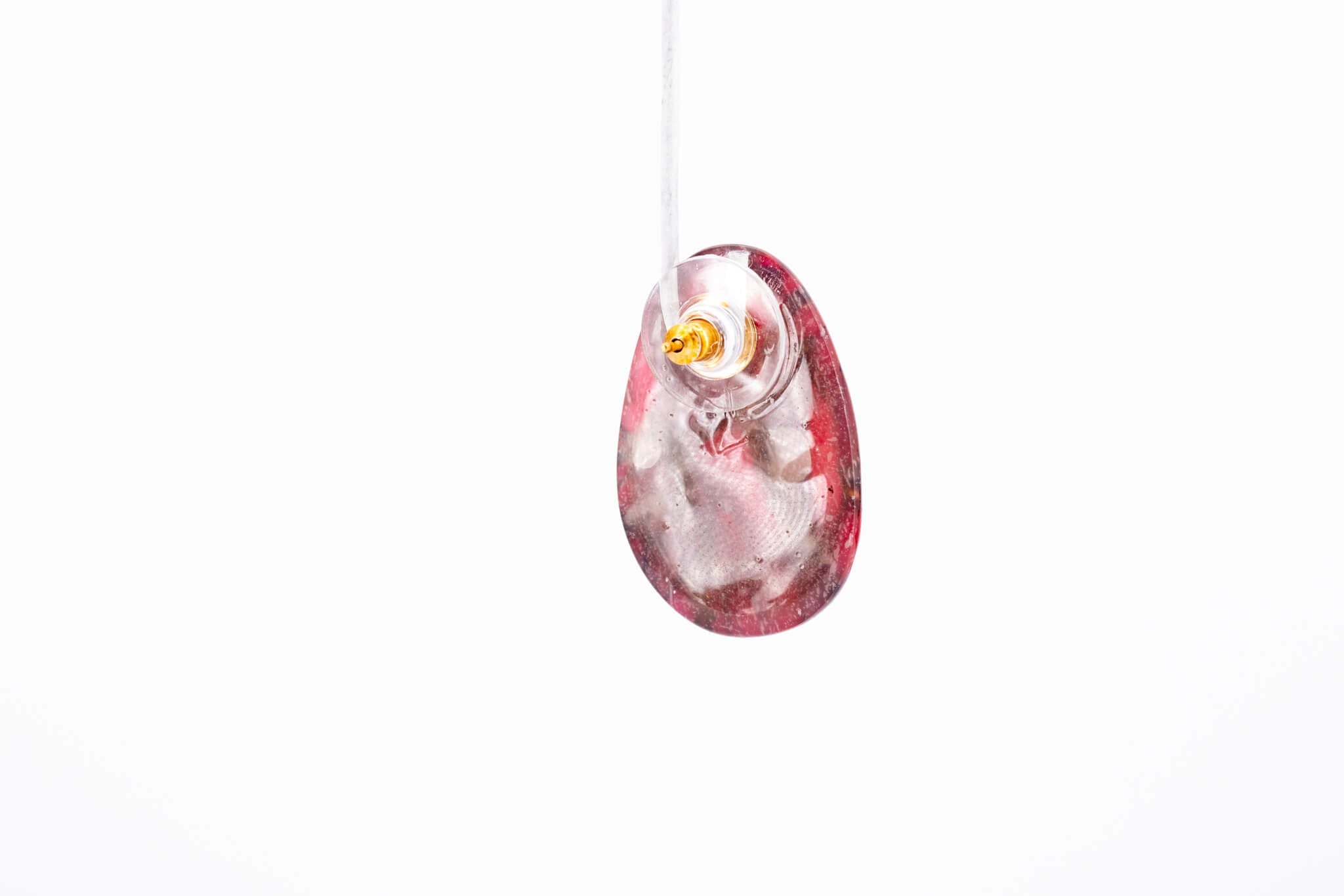 Crimson Stone Pebble Post Earrings - Pearl Moon Creations