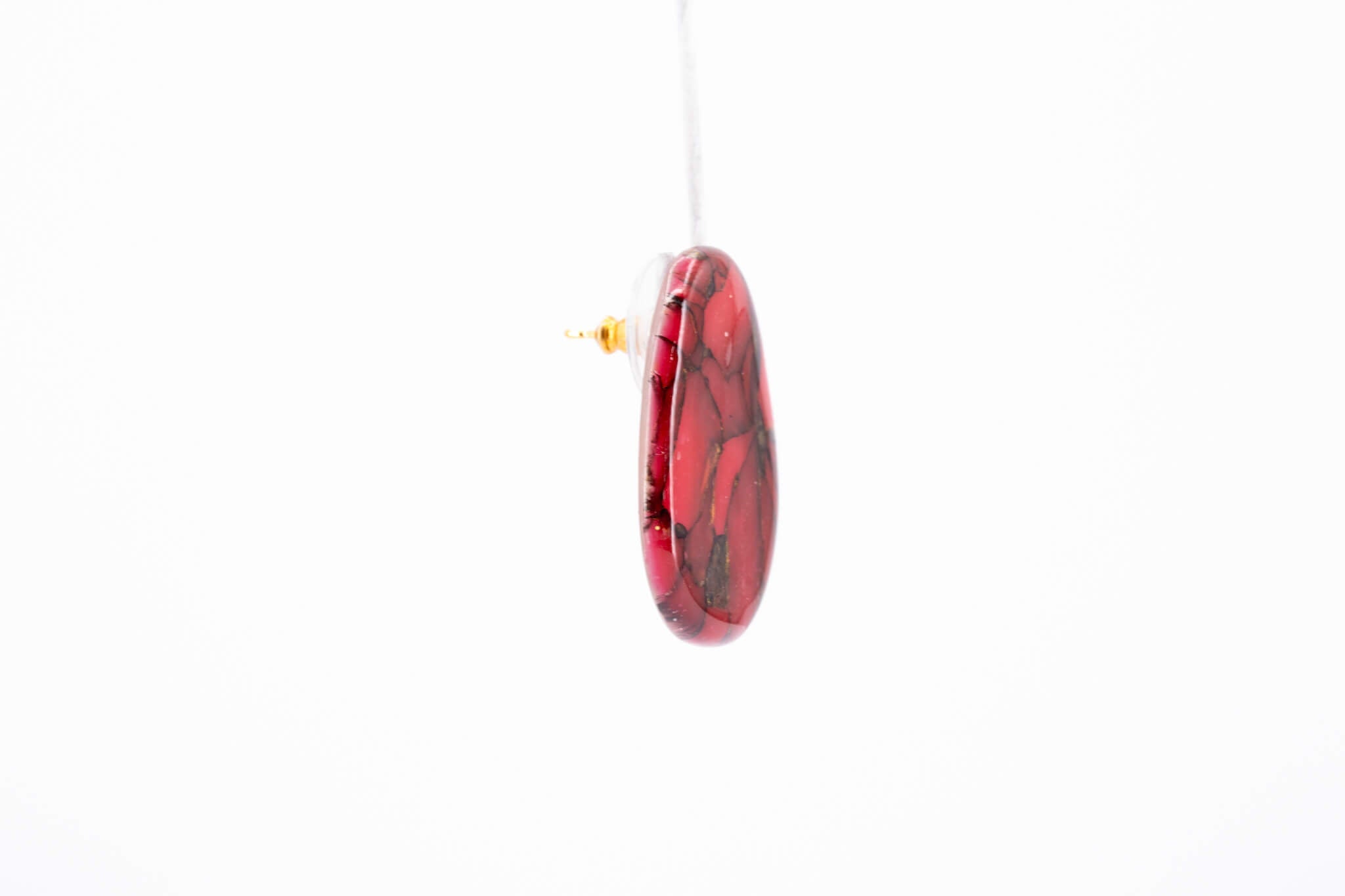 Crimson Stone Pebble Post Earrings - Pearl Moon Creations