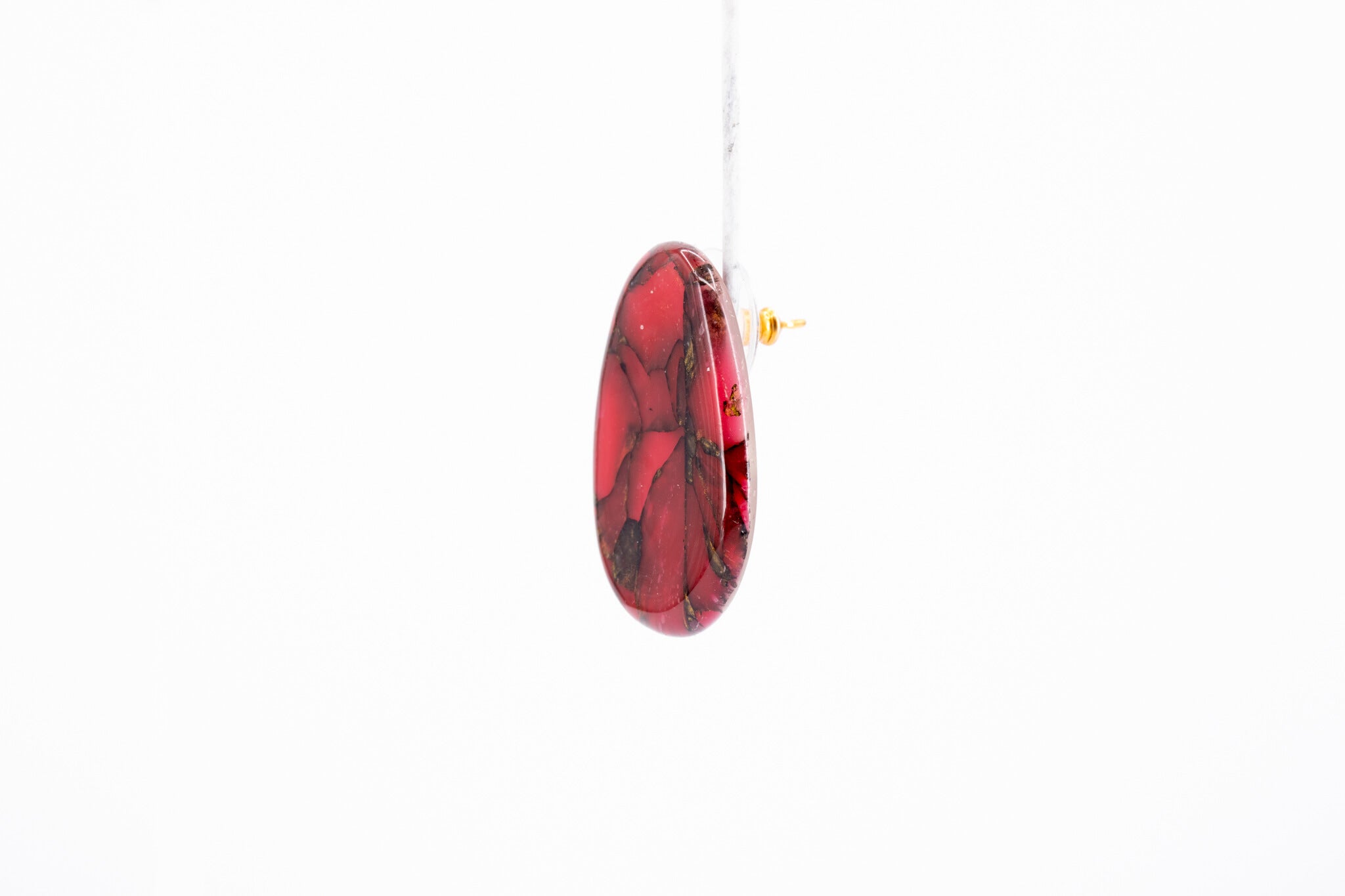 Crimson Stone Pebble Post Earrings - Pearl Moon Creations