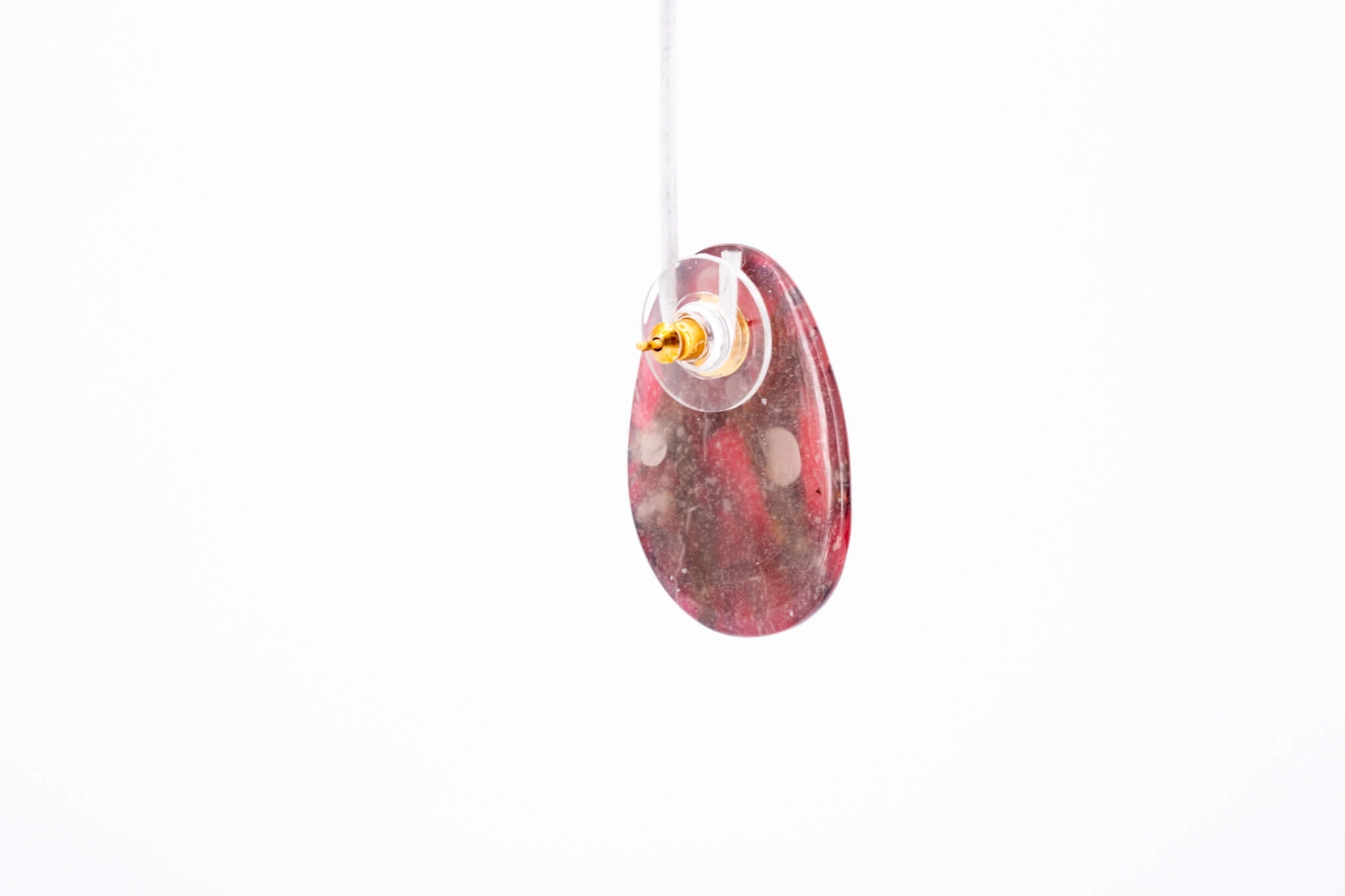 Crimson Stone Pebble Post Earrings - Pearl Moon Creations