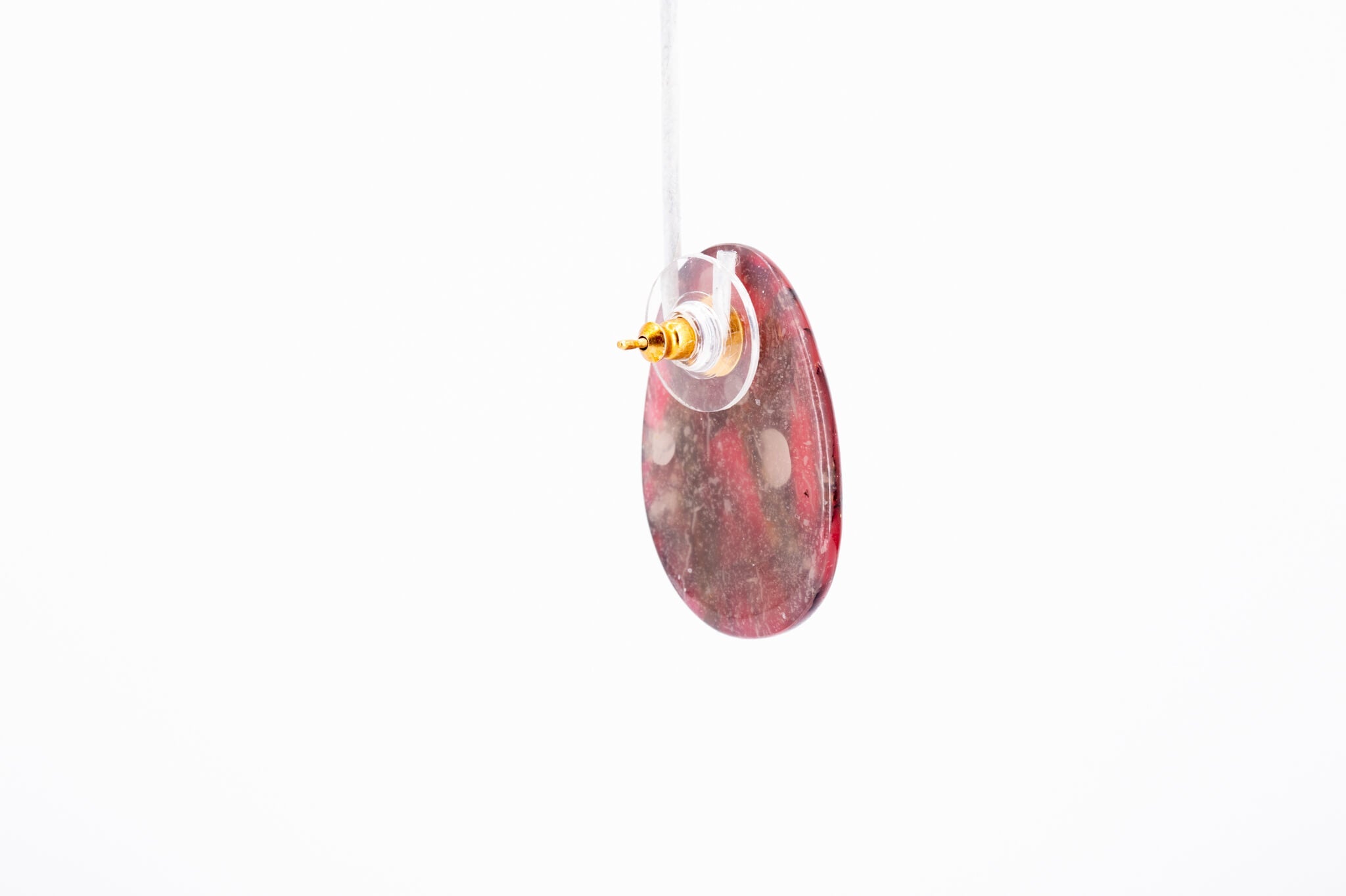 Crimson Stone Pebble Post Earrings - Pearl Moon Creations