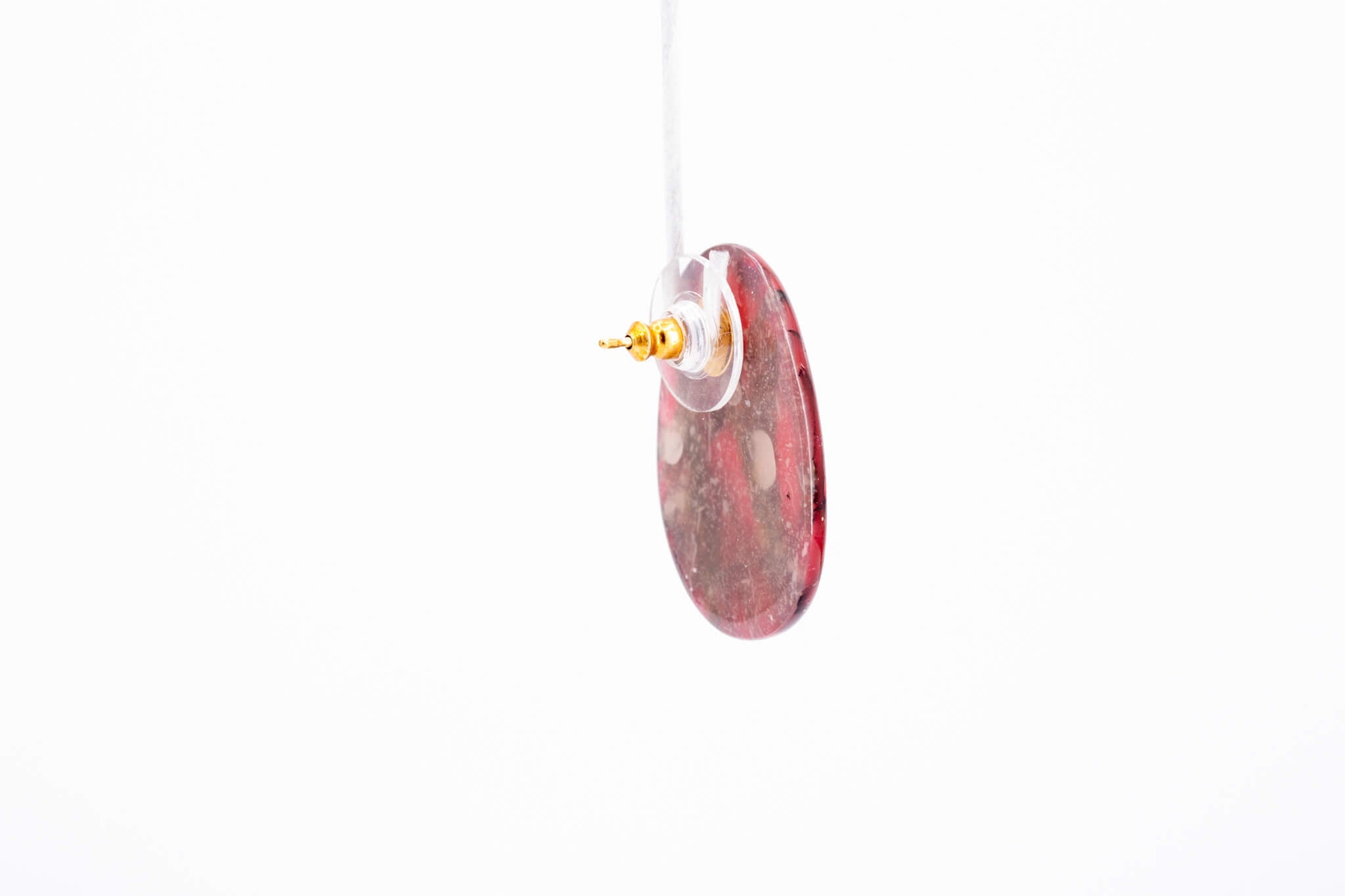 Crimson Stone Pebble Post Earrings - Pearl Moon Creations